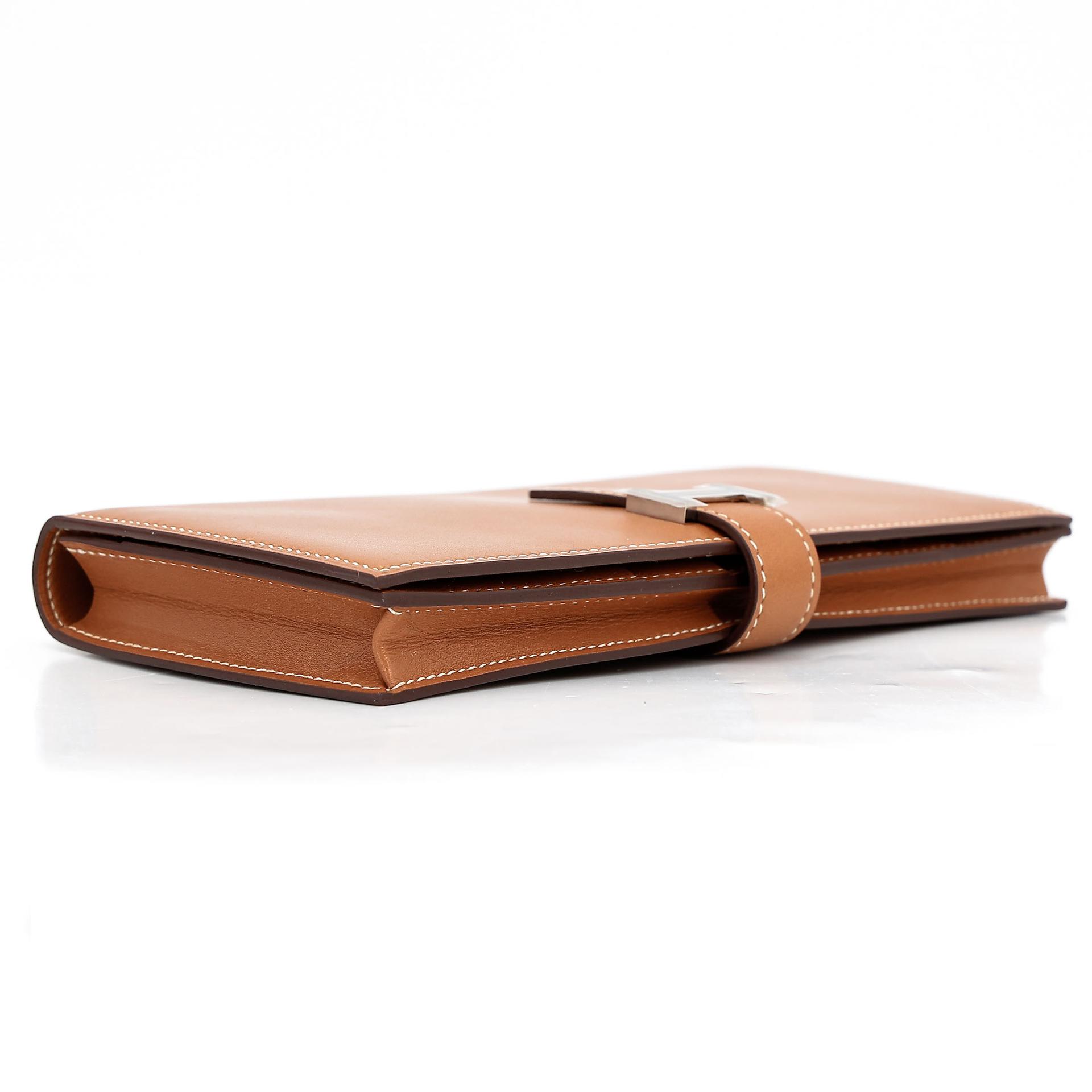 Excellent ( Rank SA )  HERMÈS  Bearn Souffle wallet Natural Sable (21) Butler Palladium hardware X (2016) - 6