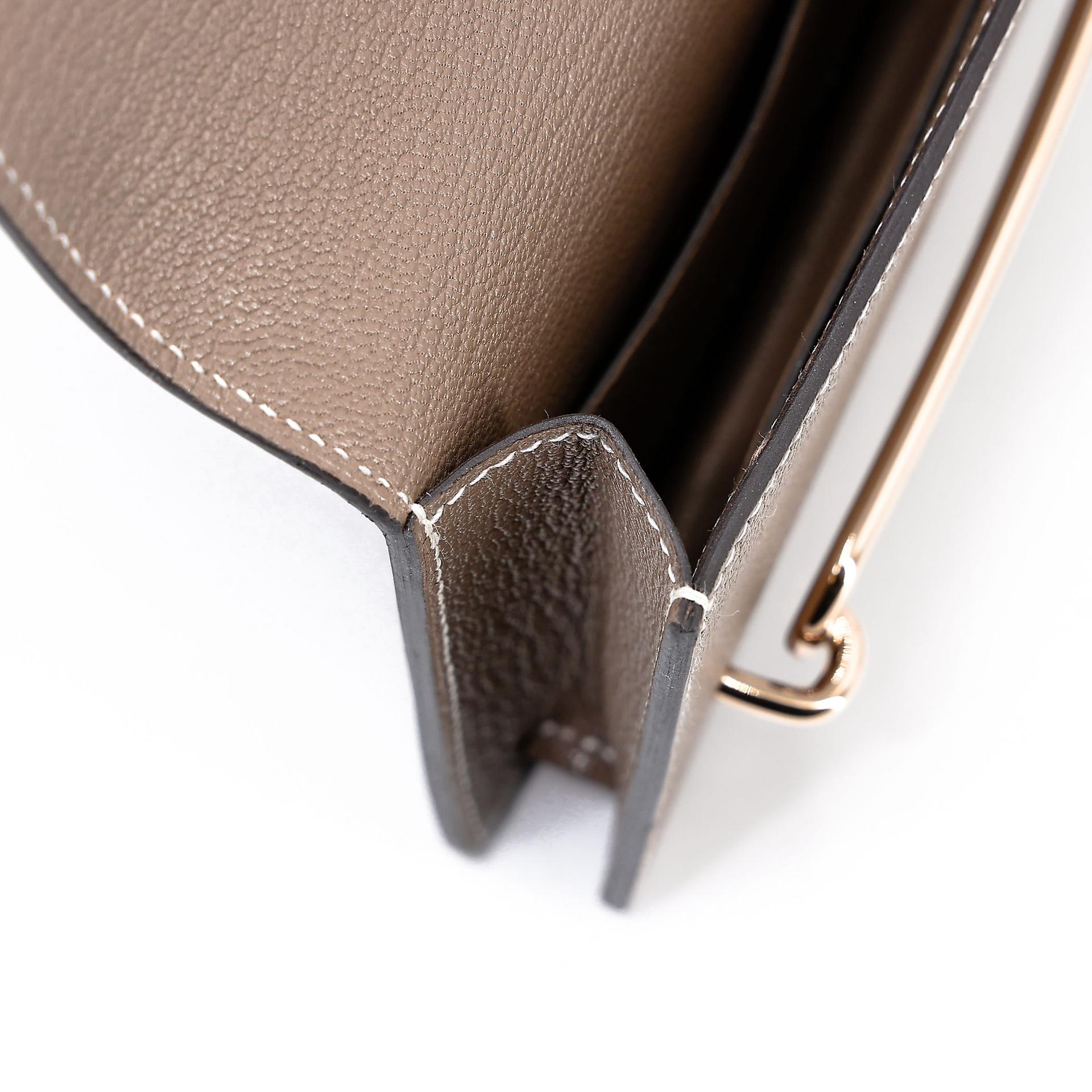 Excellent ( Rank SA ) HERMÈS Roulis Slim Etoupe (18) Chevre Permabrass hardware B (2023) - 14