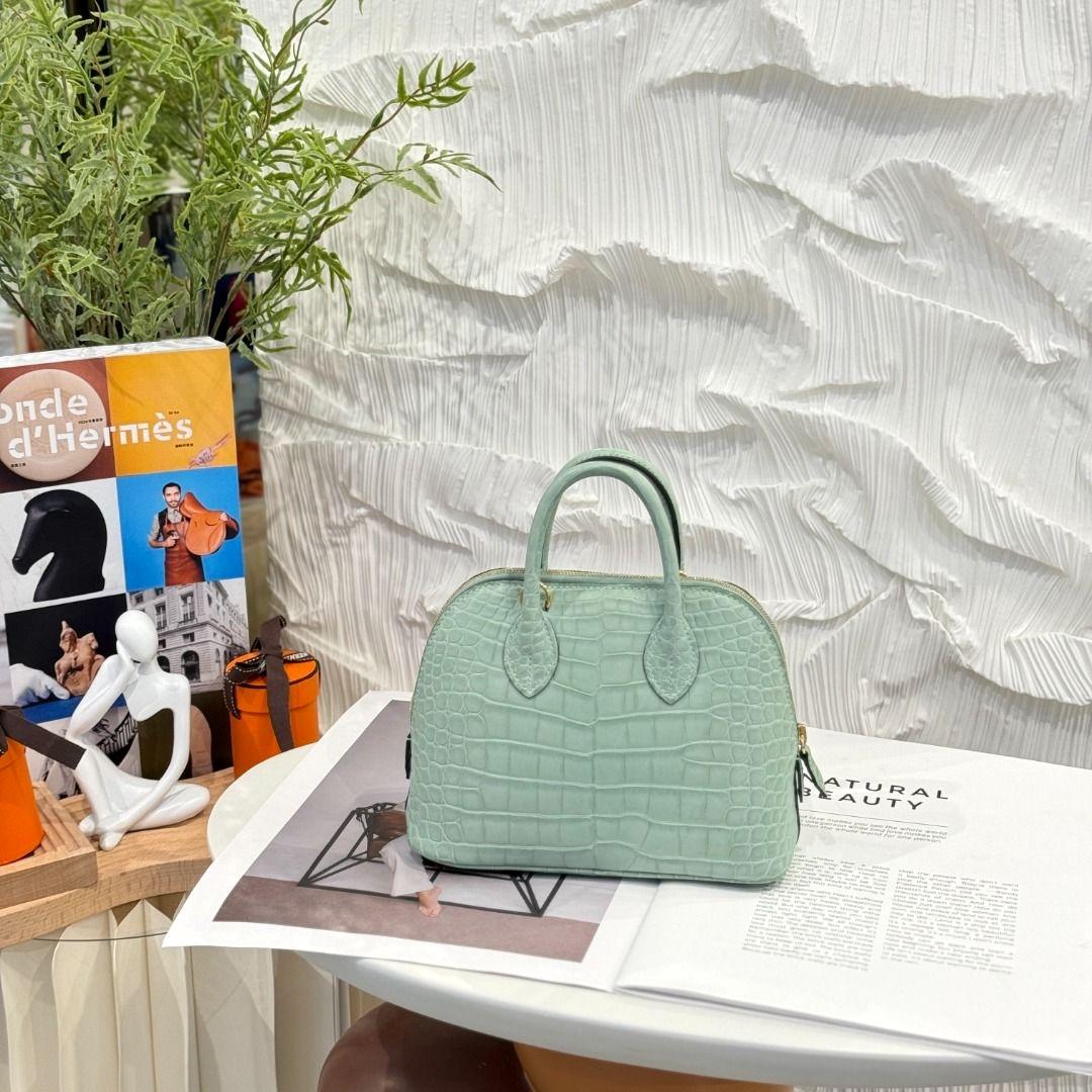 SA超美品 HERMÈS 爱马仕 Mini Bolide 1923 6U Vert d’Eau 薄荷绿 □ 短吻鳄 雾面 金扣 Z刻 2021年 - 3