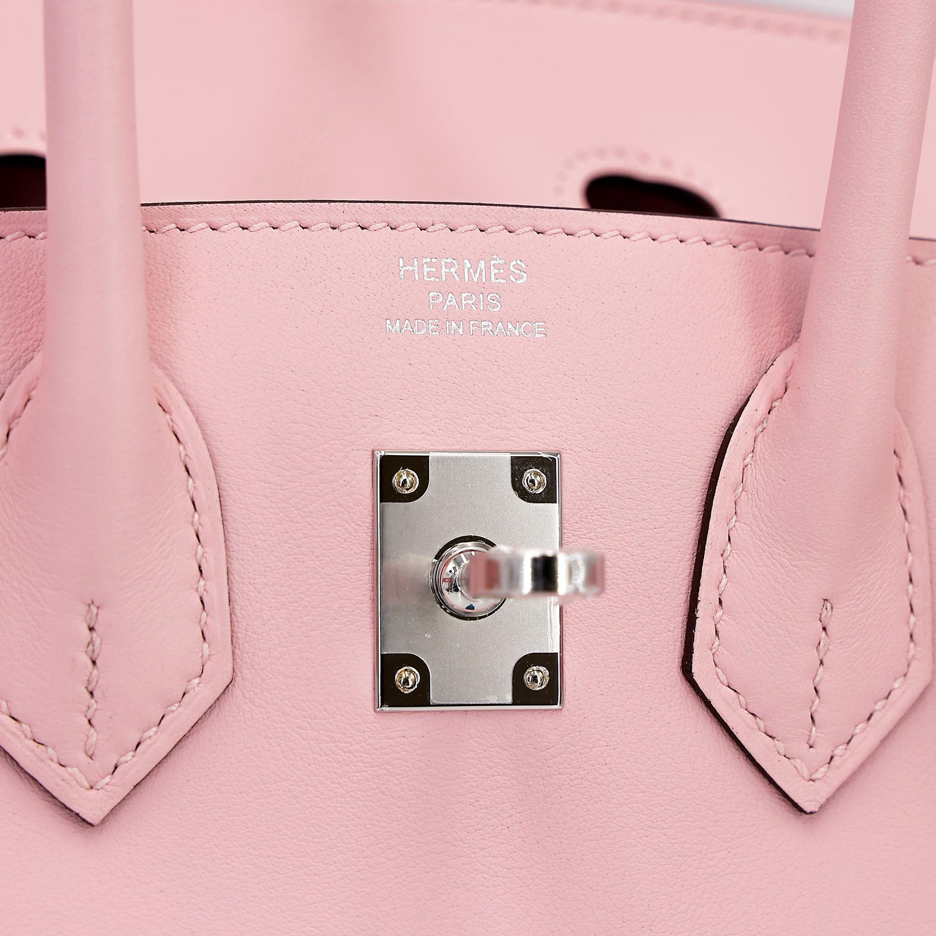 全新 HERMÈS 愛馬仕 Birkin 25 3Q 櫻花粉 Rose Sakura Swift牛皮 銀扣 K刻 2025年 - 10