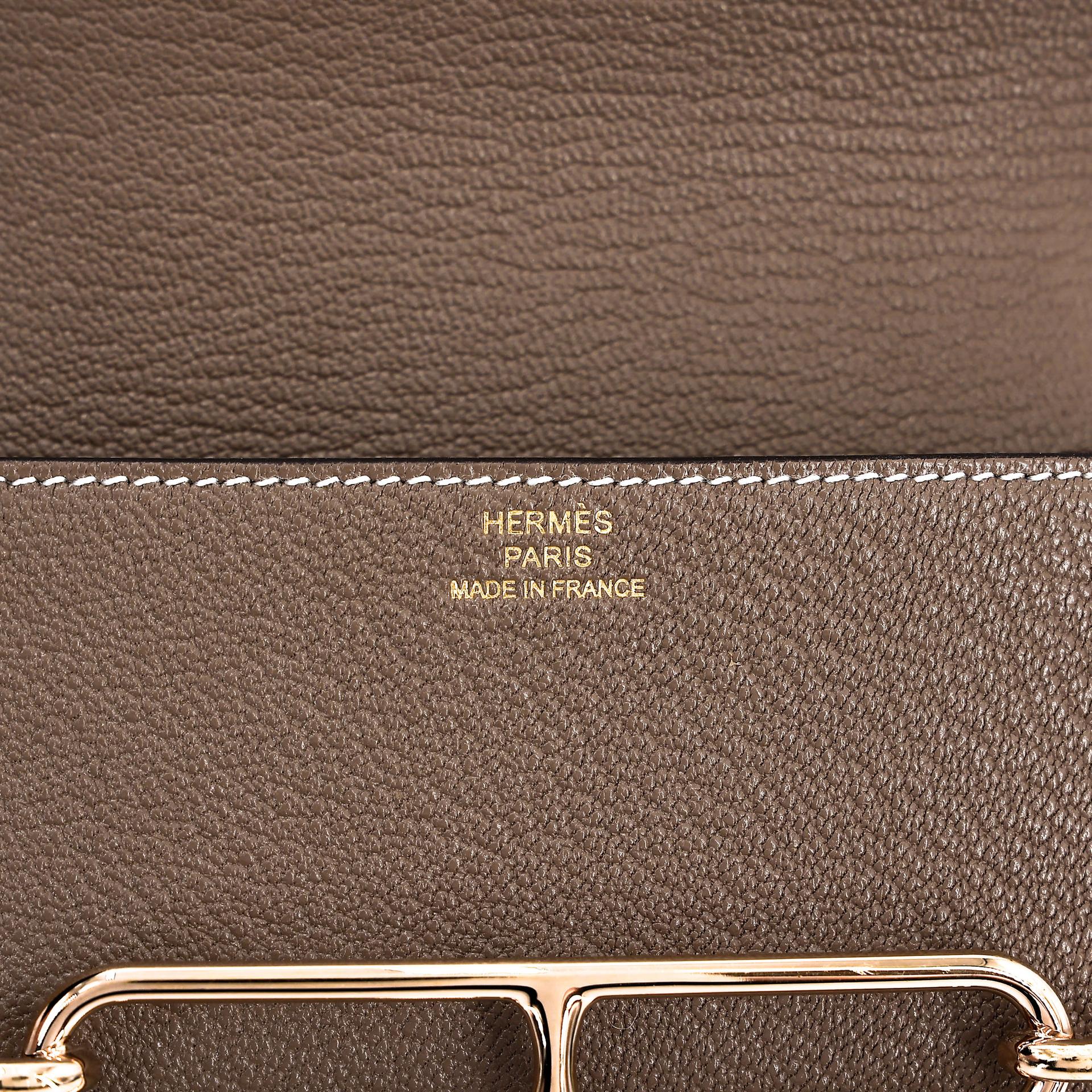 Excellent ( Rank SA ) HERMÈS Roulis Slim Etoupe (18) Chevre Permabrass hardware B (2023) - 11