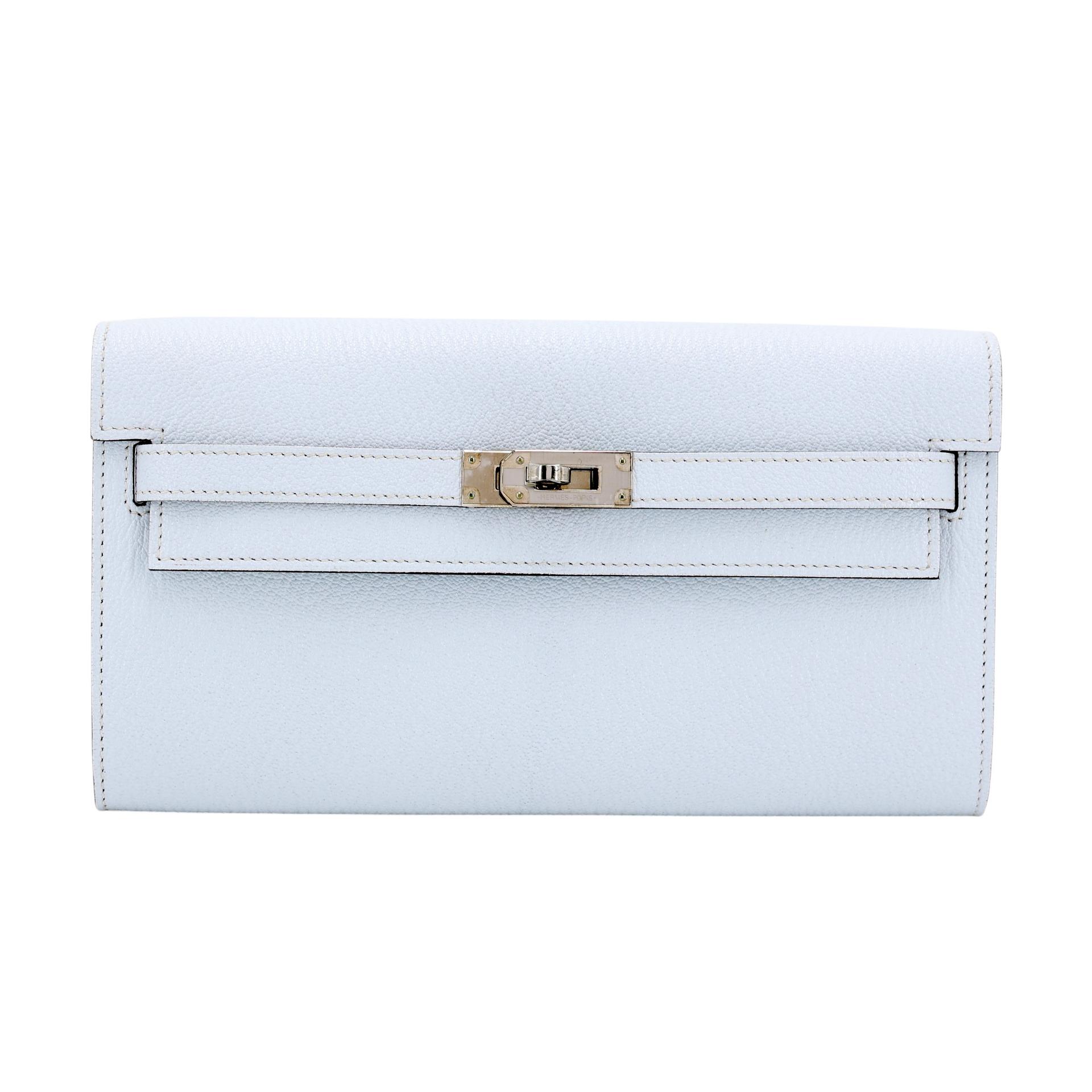 未使用保存品 HERMÈS 愛馬仕 Kelly To Go 錢包 T0 霧霾藍 Bleu Brume Chevre山羊皮 銀扣 U刻 2022年 - 1