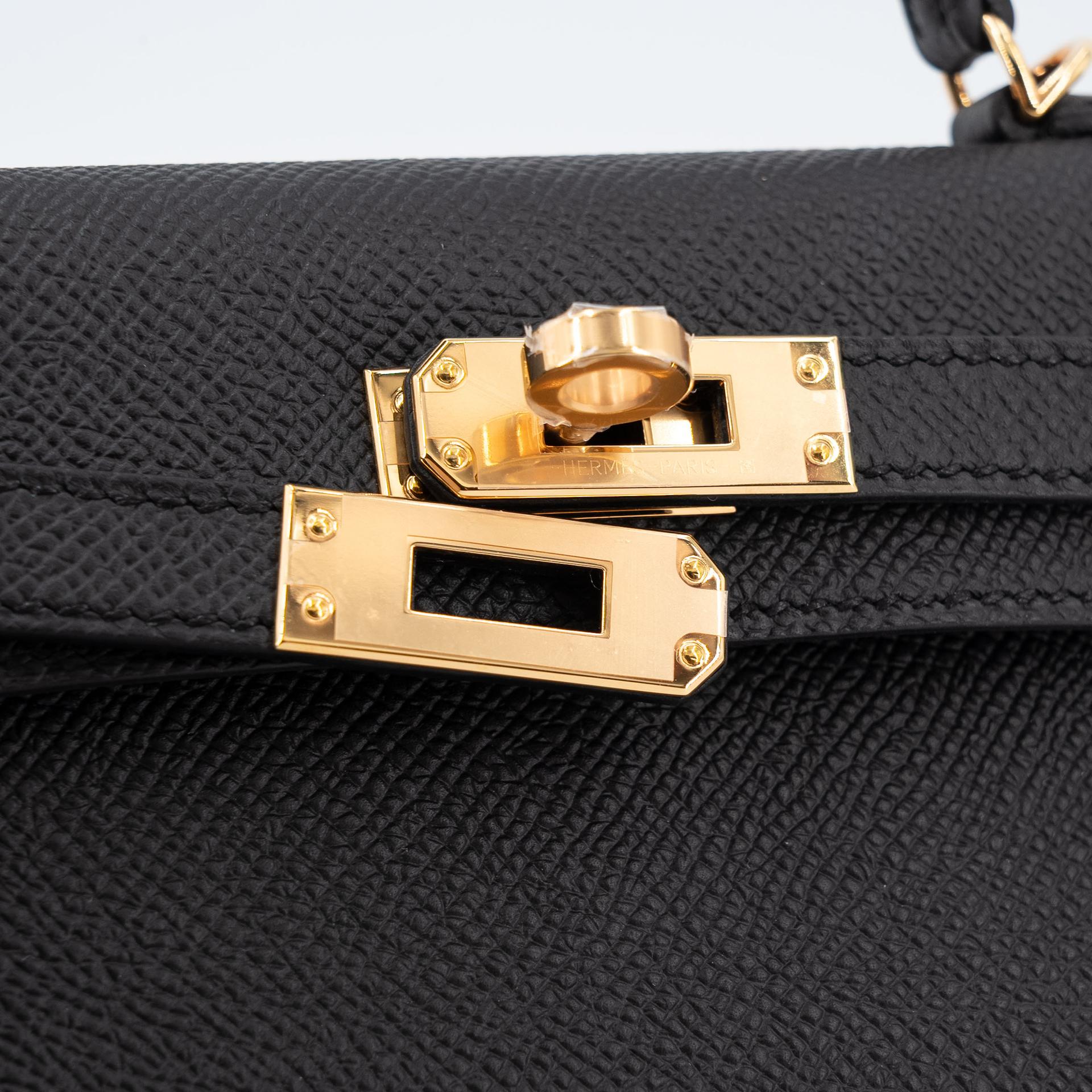 全新 HERMÈS 爱马仕 Mini Kelly 二代 89 黑色 Noir (Black) Epsom牛皮 金扣 K刻 2025年 - 9