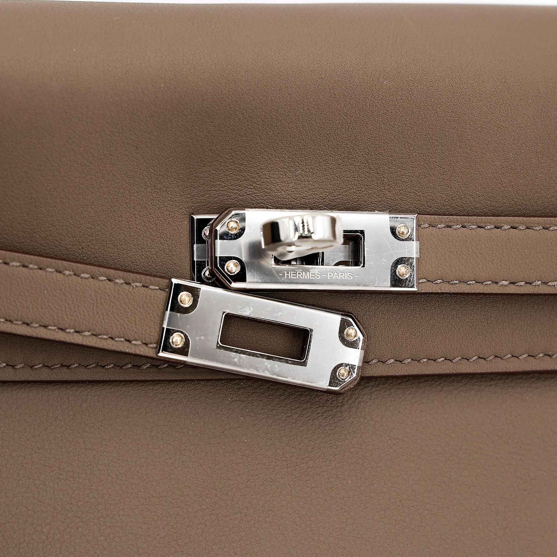 Brand New ( Rank N ) HERMÈS Kelly Moove Etoupe (18) Swift Palladium hardware W (2024) - 10