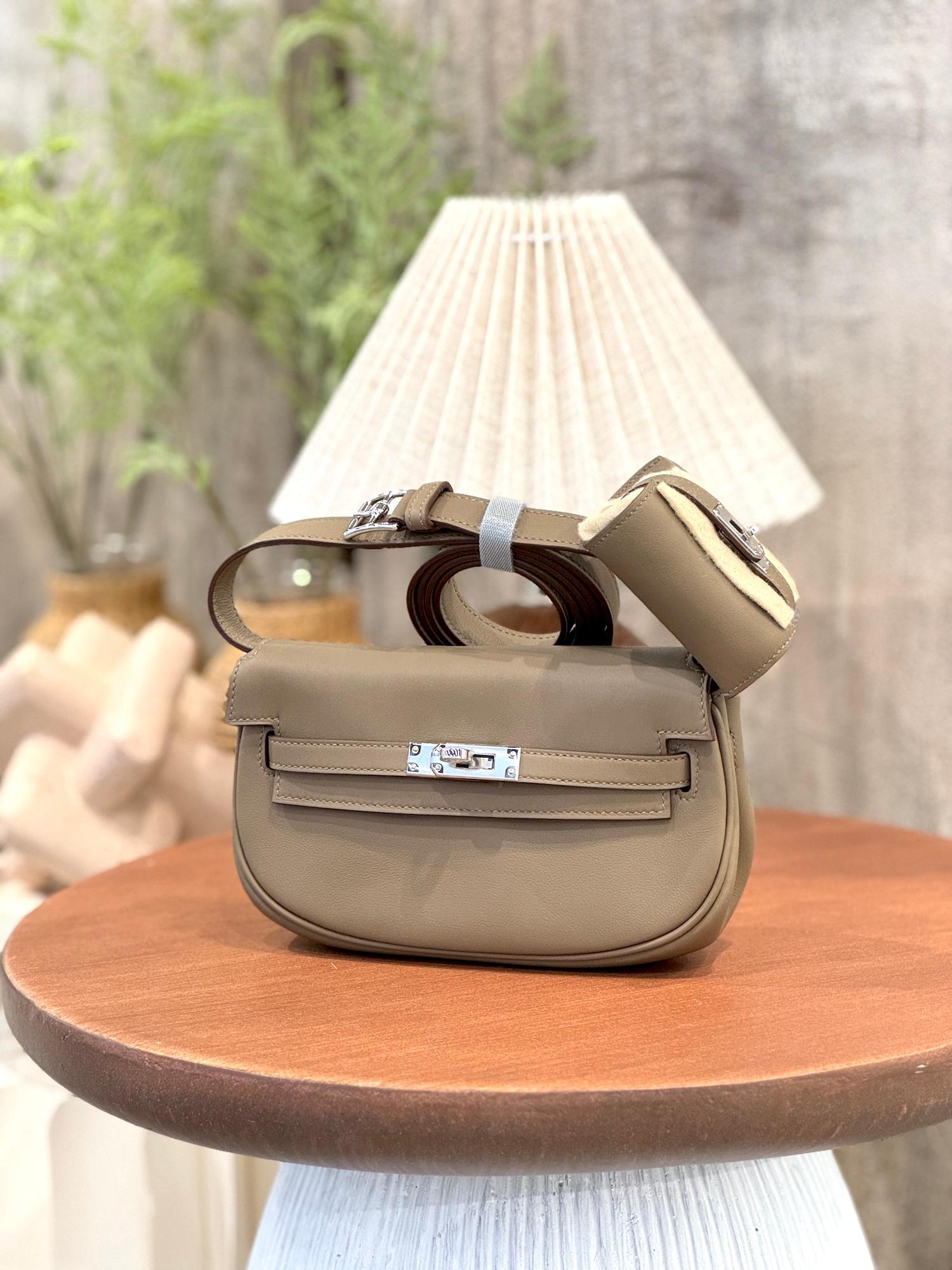 Brand New ( Rank N ) HERMÈS Kelly Moove Etoupe (18) Swift Palladium hardware W (2024) - 3