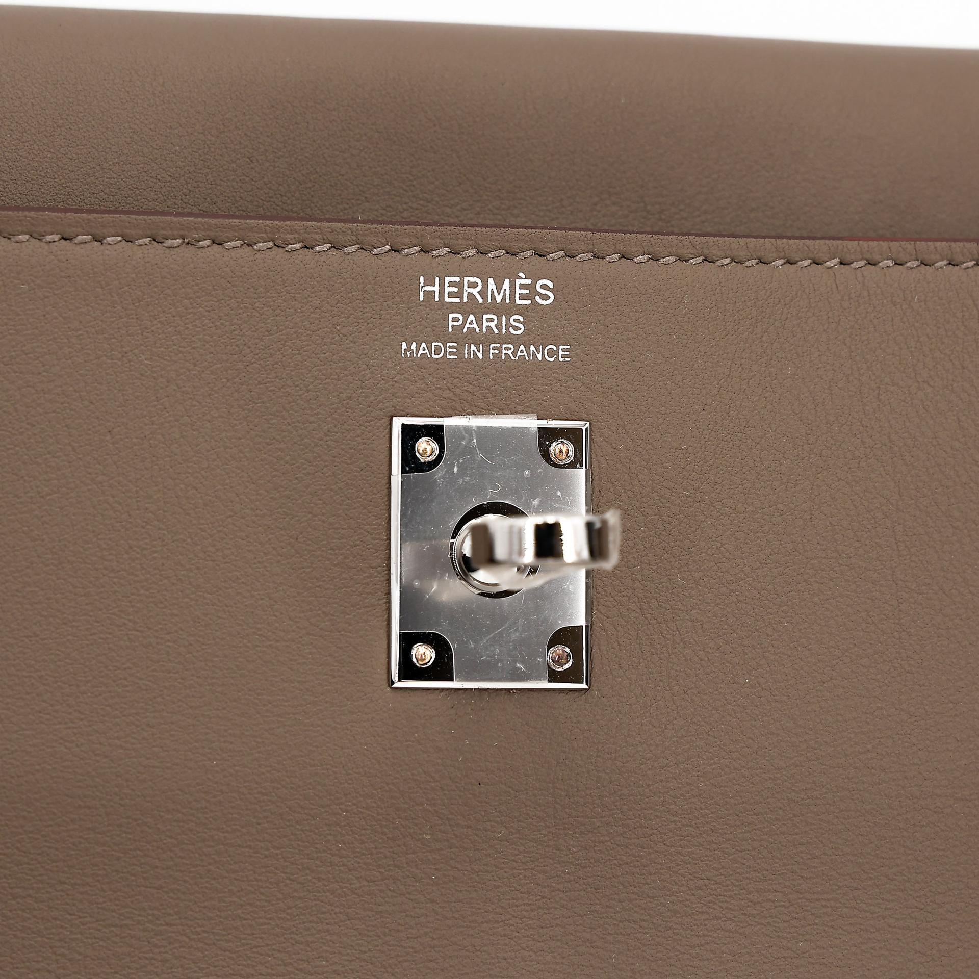 Brand New ( Rank N ) HERMÈS Kelly Moove Etoupe (18) Swift Palladium hardware W (2024) - 14