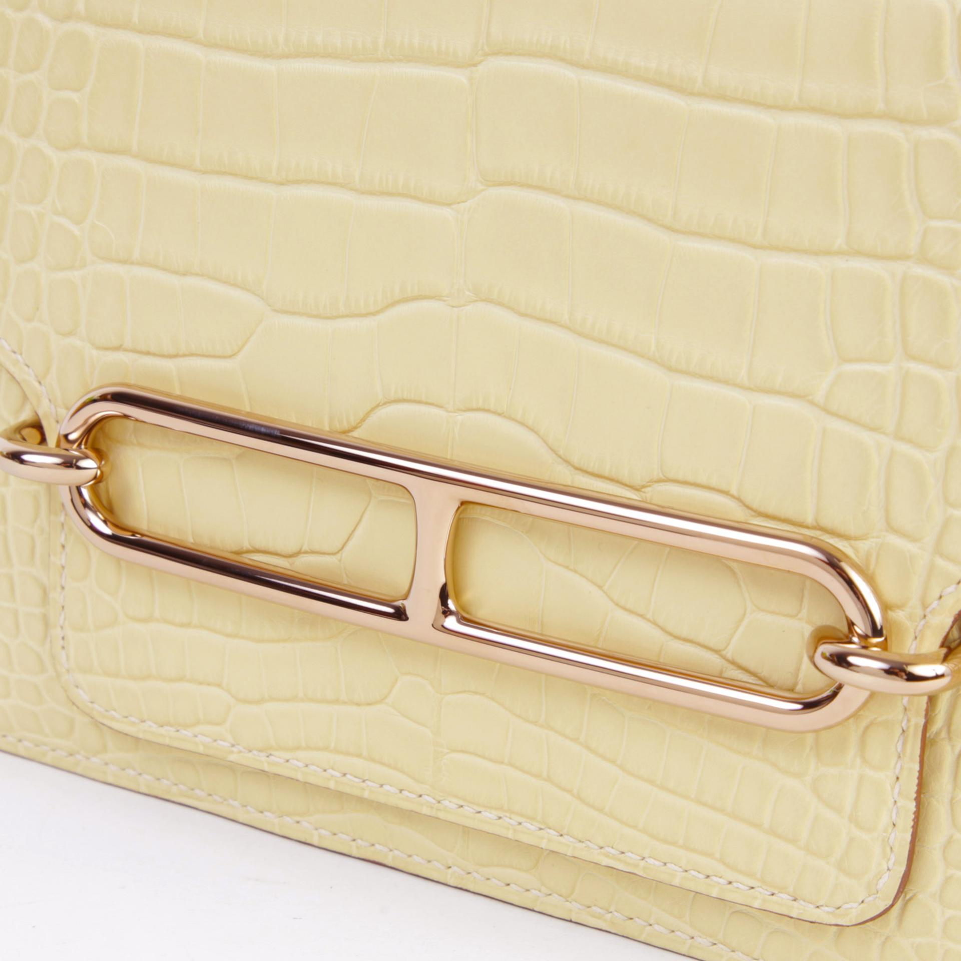 Brand New ( Rank N )  HERMÈS  Roulis Mini Vanille (Y1) Matte Alligator Permabrass hardware W (2024) - 7