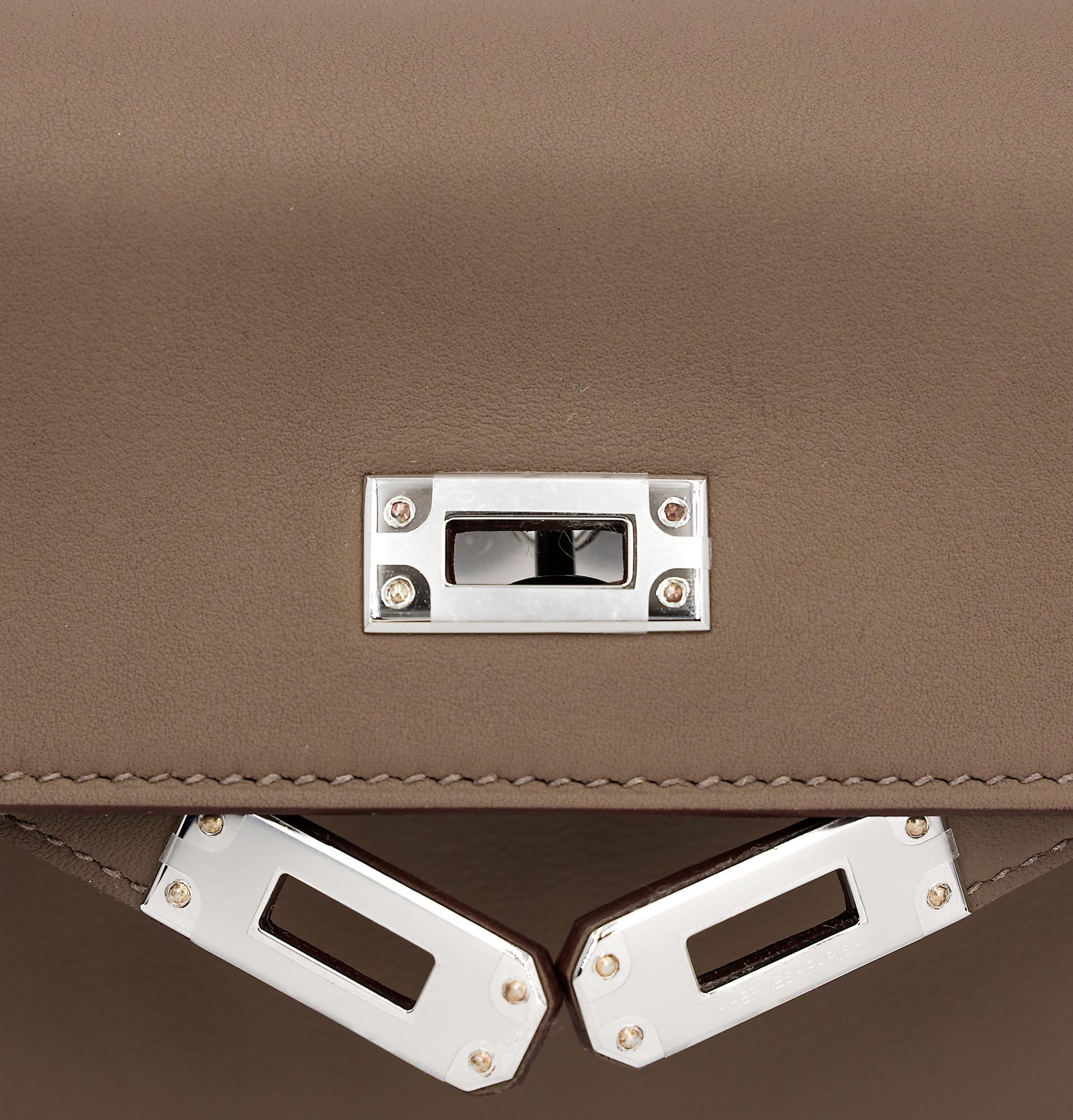 Brand New ( Rank N ) HERMÈS Kelly Moove Etoupe (18) Swift Palladium hardware W (2024) - 11