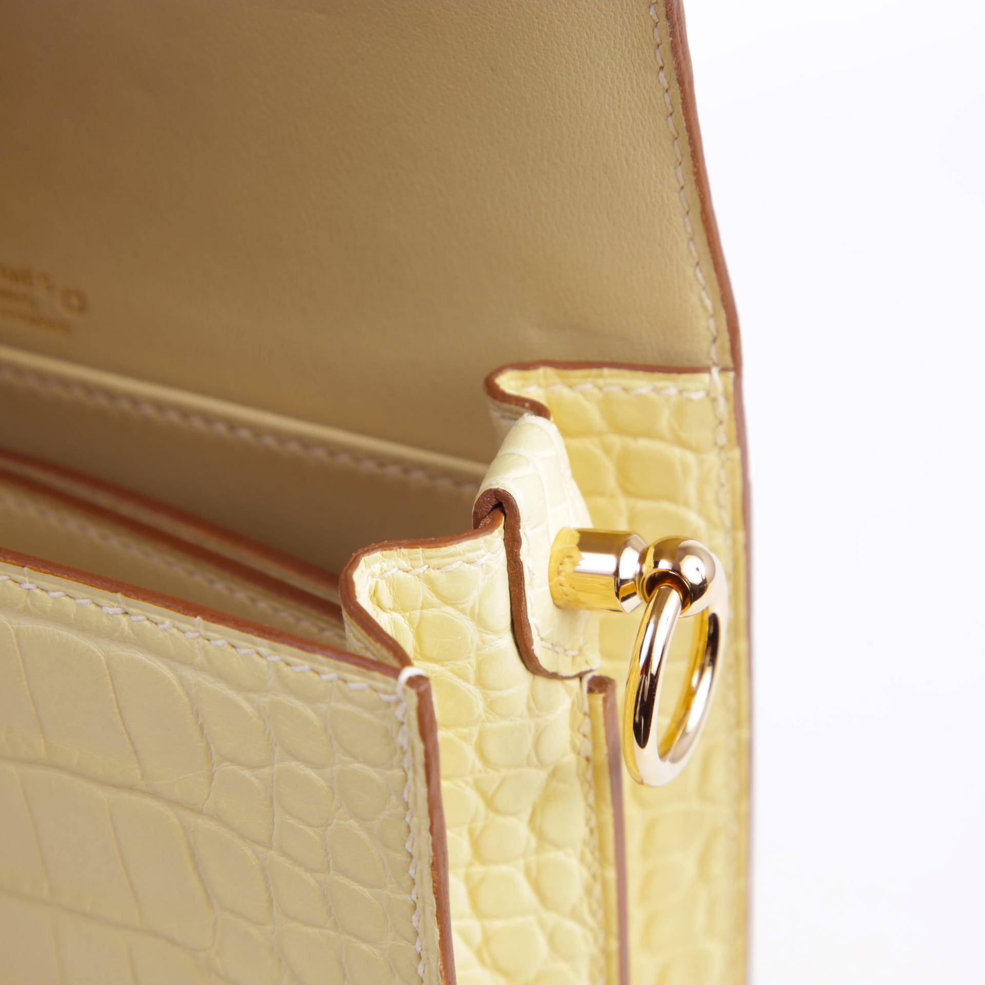 Brand New ( Rank N )  HERMÈS  Roulis Mini Vanille (Y1) Matte Alligator Permabrass hardware W (2024) - 10