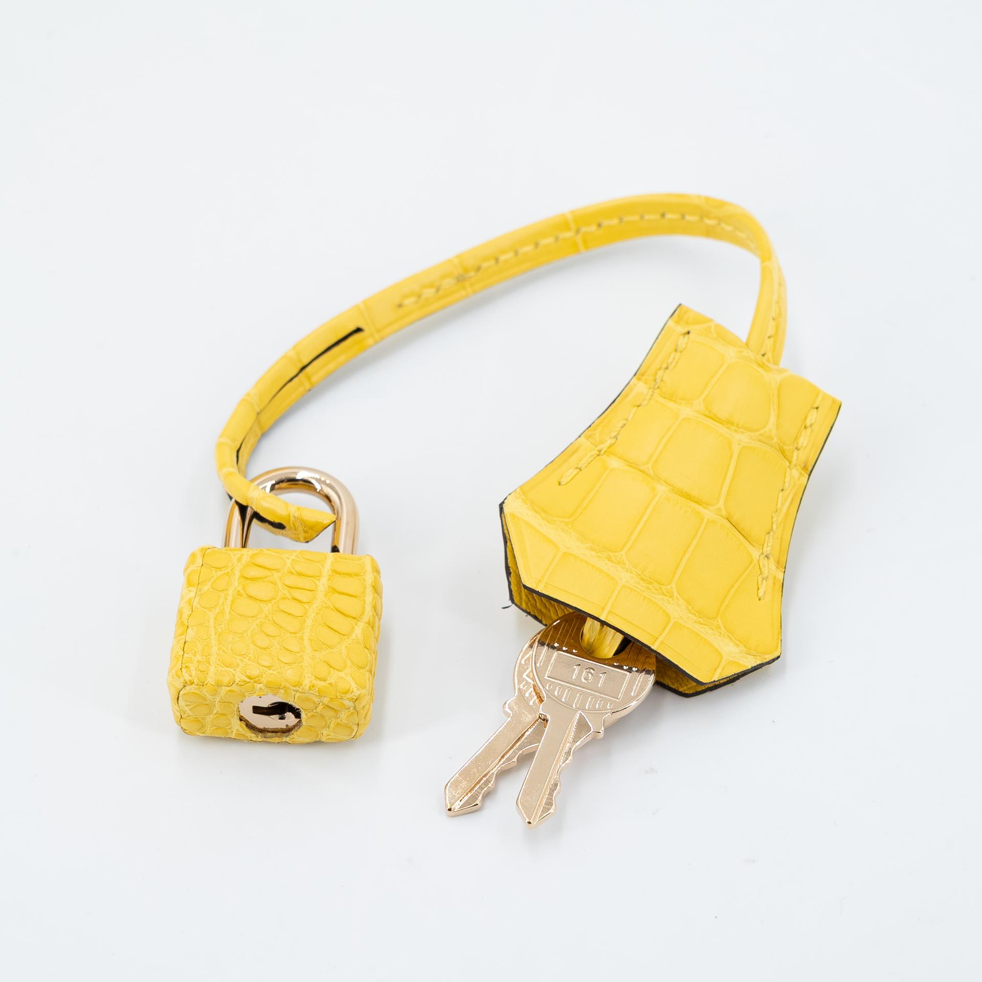 Unused ( Rank NS ) HERMÈS Kelly 25 Mimosa (M9) Matte Alligator Permabrass hardware U (2022) - 14