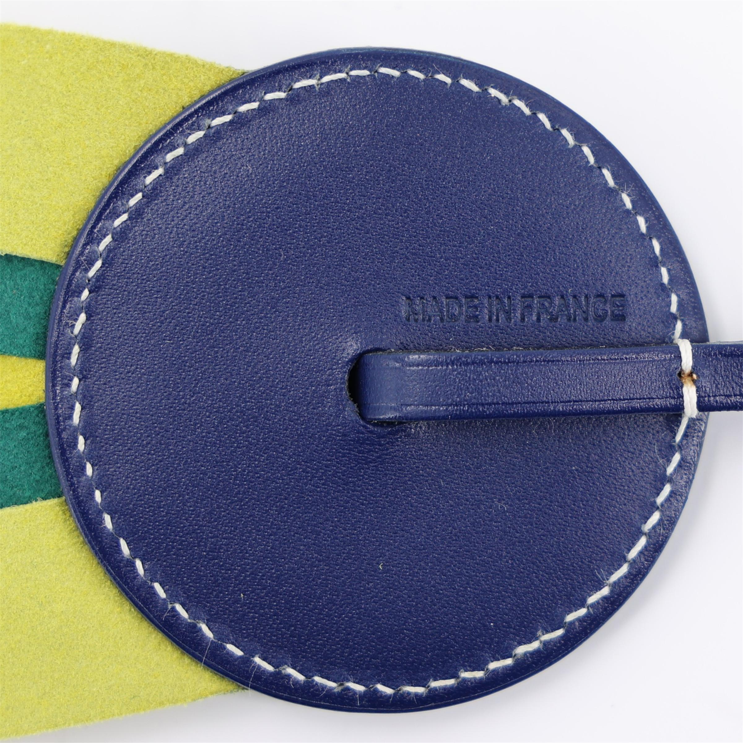 全新 HERMÈS 爱马仕 Paddock Flot 挂件 蓝色 黄色 皮革 - 6