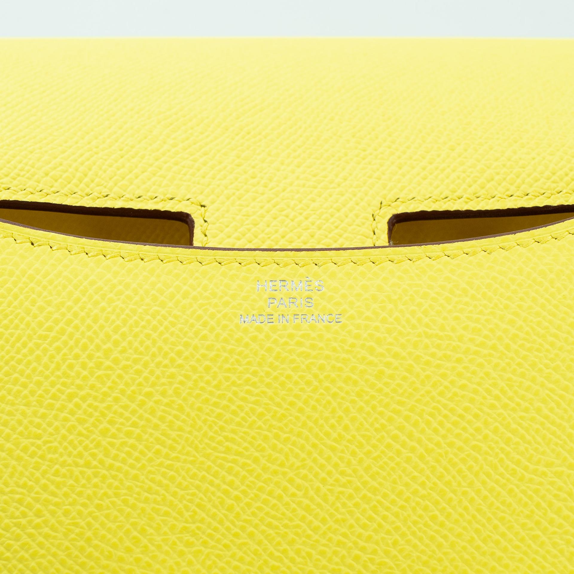 Unused ( Rank NS ) HERMÈS Constance Mini Lime (9R) Epsom Palladium hardware W (2024) - 12