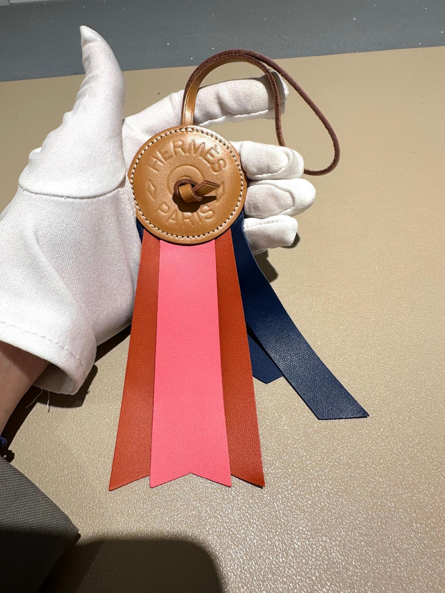 Brand New ( Rank N ) HERMÈS Paddock Flot Charm Red Blue Yellow Leather - 3