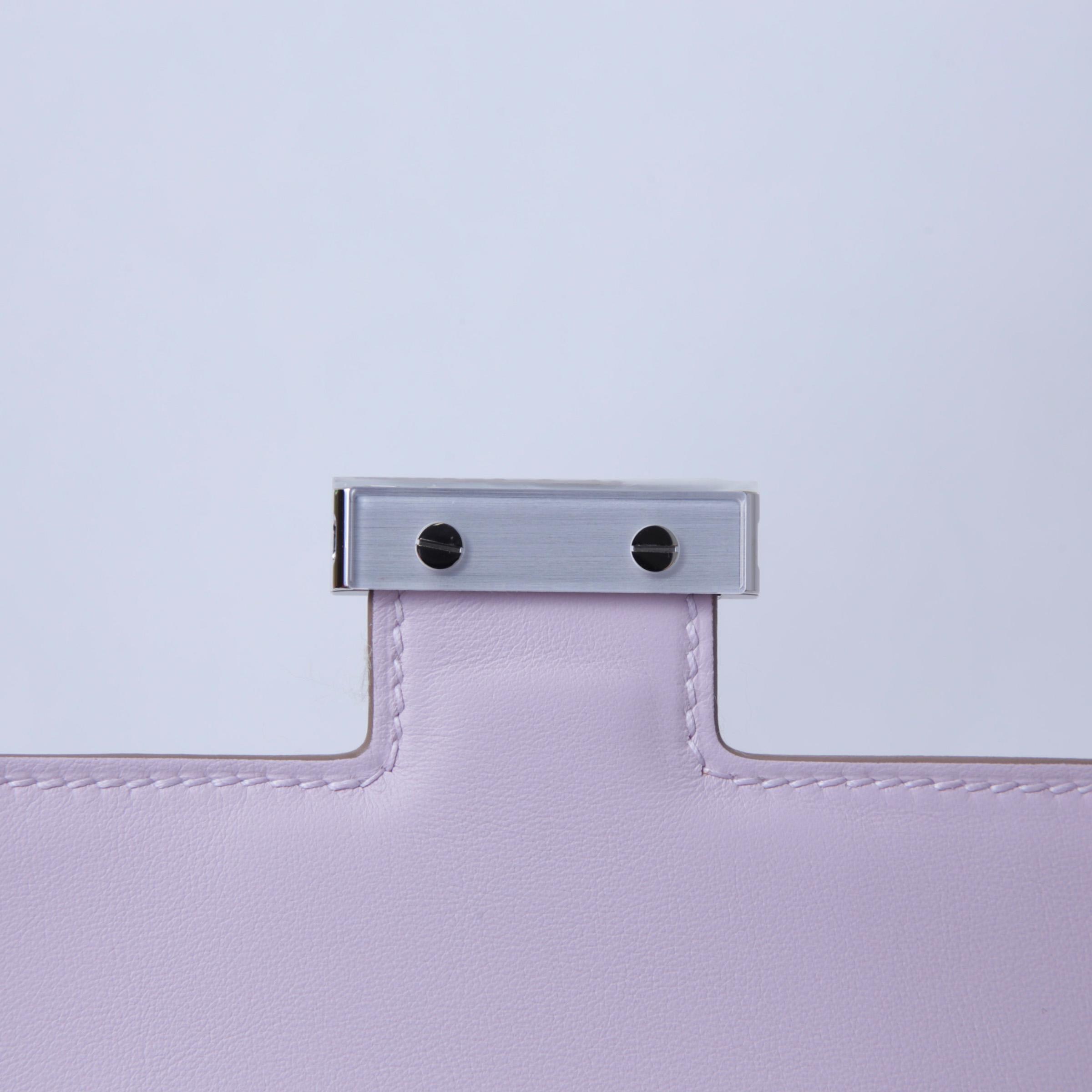 Brand New ( Rank N ) HERMÈS Constance Mini Tartan Mauve Pale (09) Swift Palladium hardware K (2025) - 9