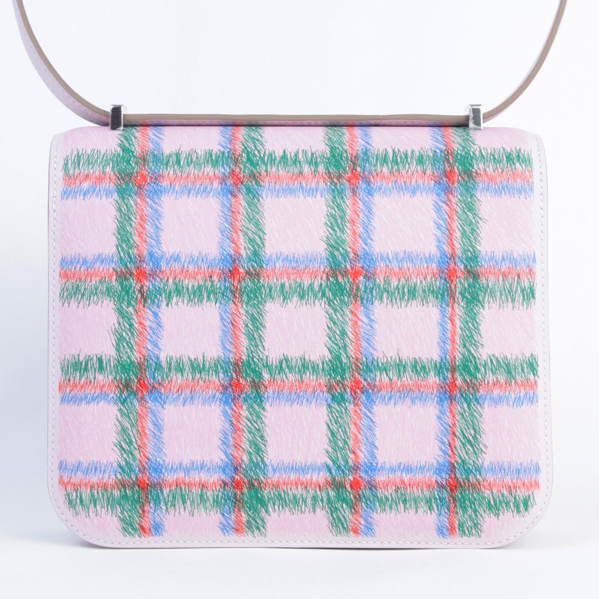 ランク N 新品 HERMÈS エルメス コンスタンス3 ミニ タータン モーヴペール (09) スイフト シルバー金具 K刻印 - 2