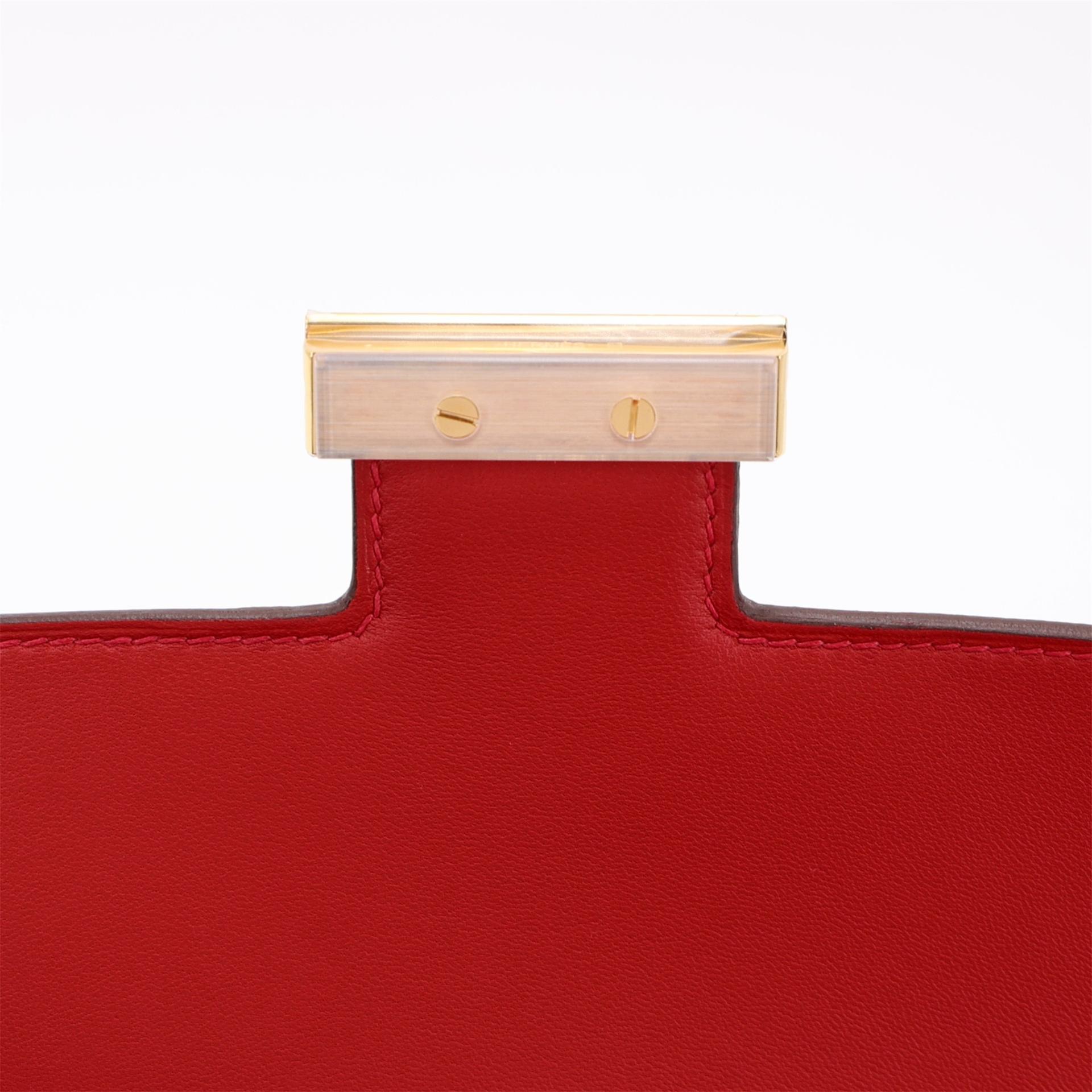 未使用保存品 HERMÈS 愛馬仕 Constance 康康 24 Q5 國旗紅 Rouge Casaque Epsom牛皮 金扣 U刻 2022年 - 12