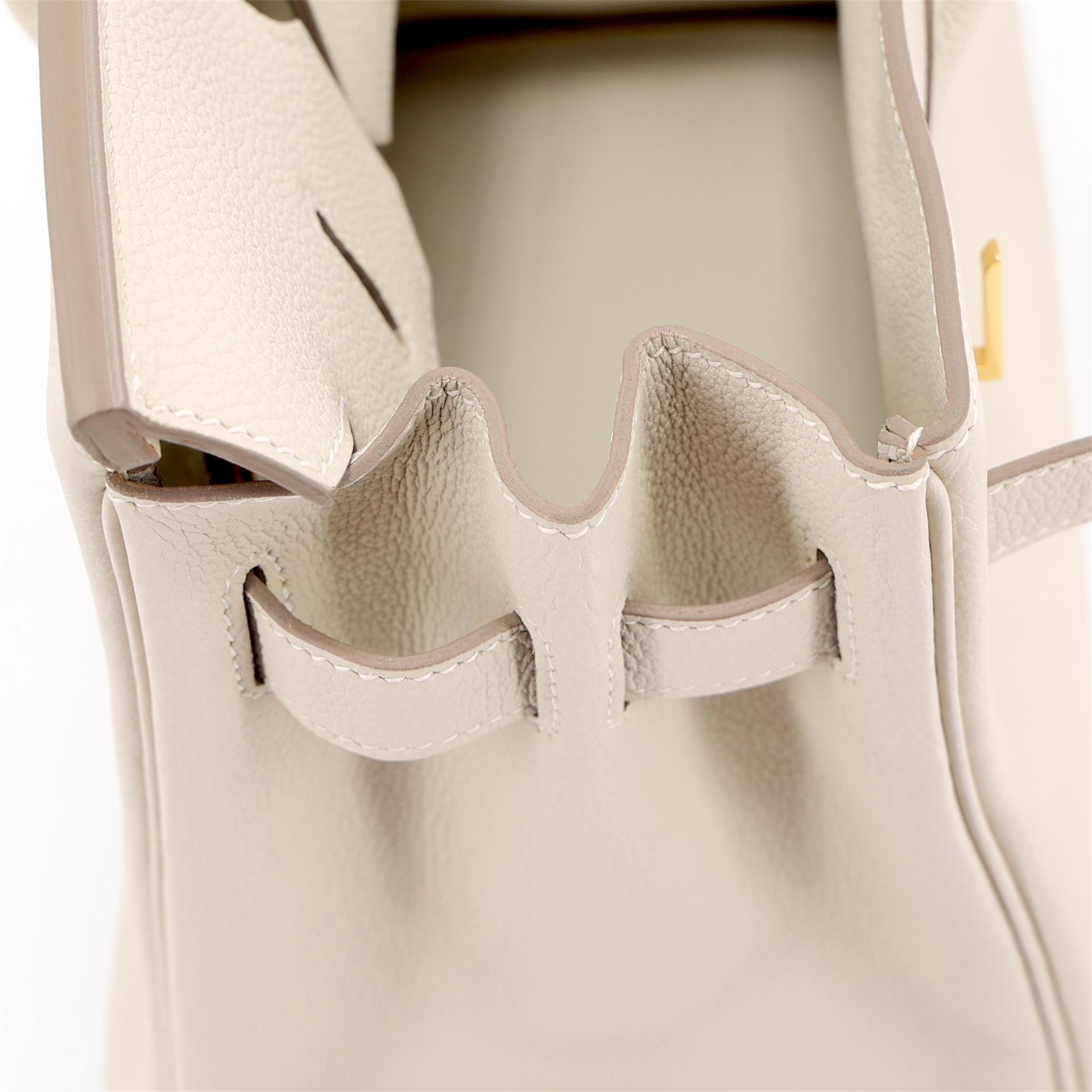 Unused ( Rank NS ) HERMÈS Birkin 30 Craie (10) Togo Gold hardware T (2015) - 14