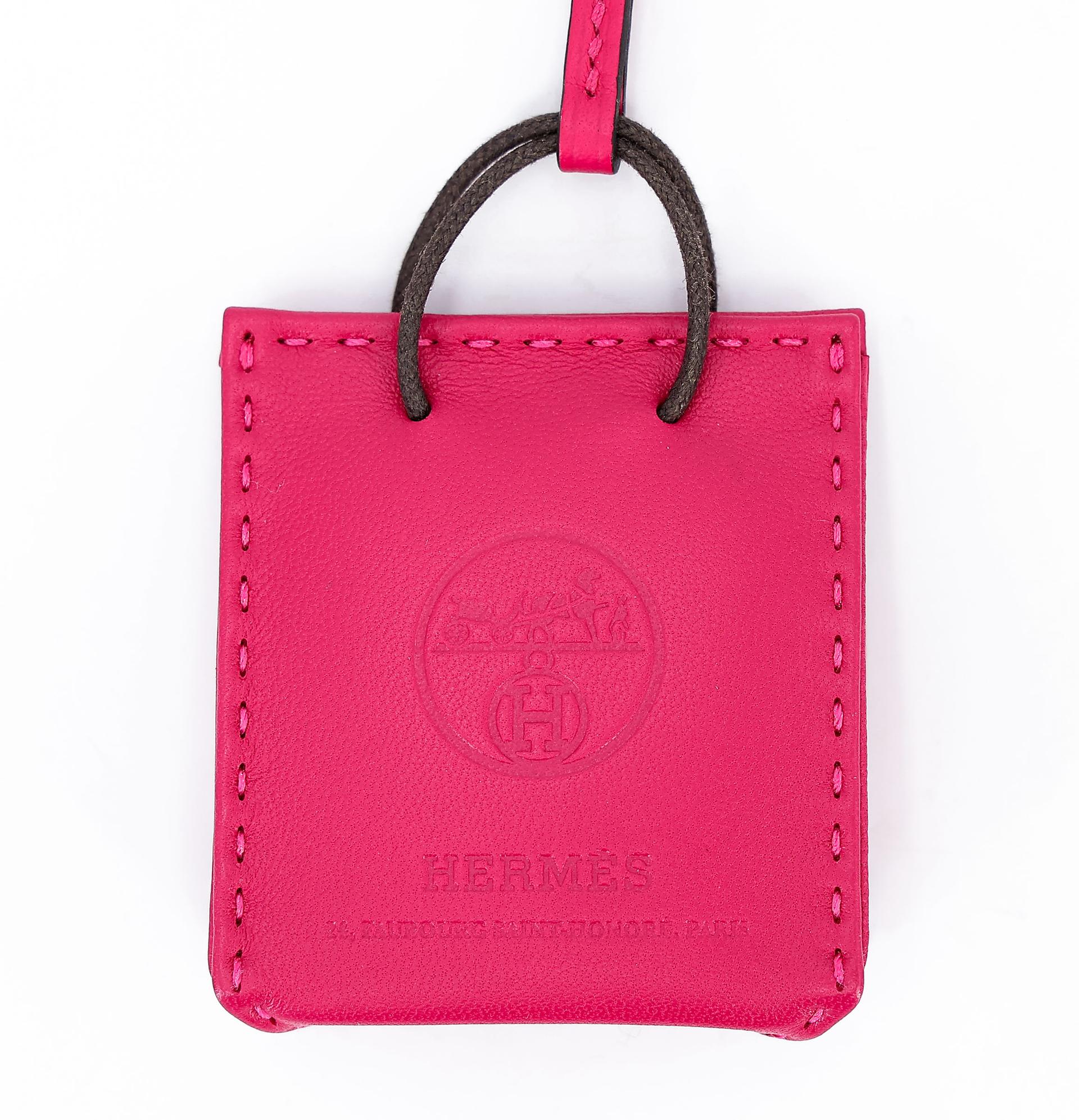 Excellent ( Rank SA ) HERMÈS Sac Orange Bag charm Rose Extreme (I6) Agneau Y (2020) - 5