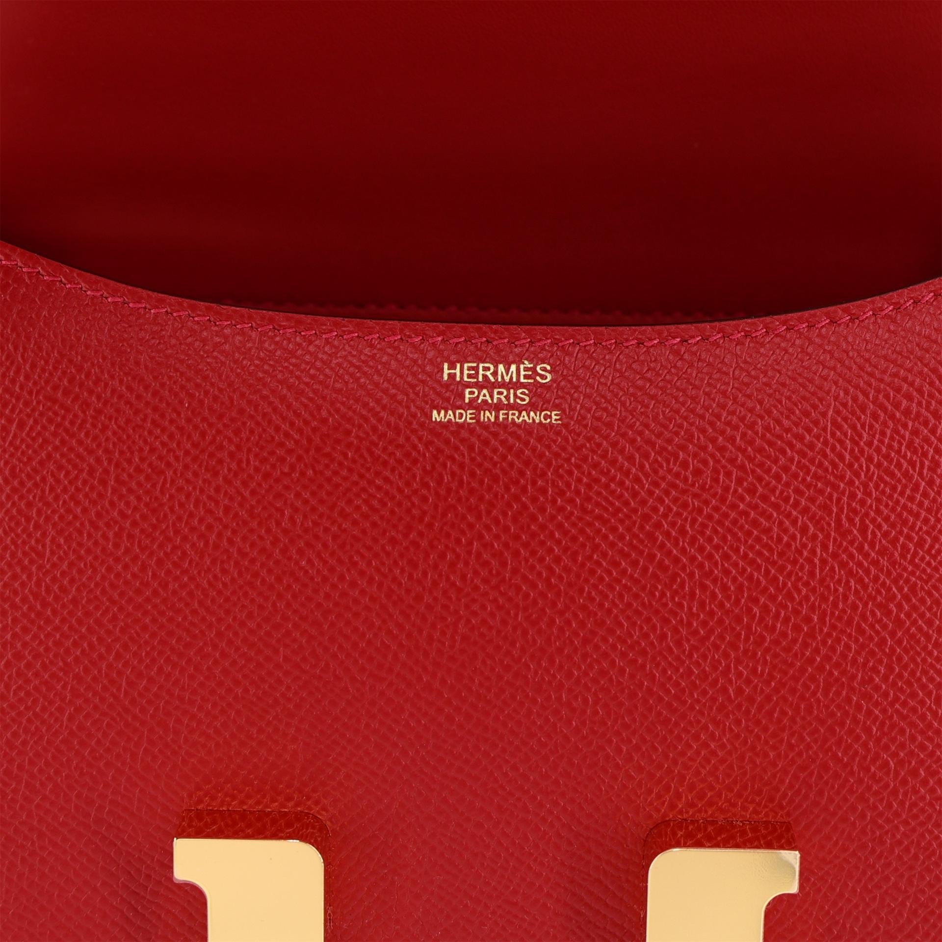 未使用保存品 HERMÈS 愛馬仕 Constance 康康 24 Q5 國旗紅 Rouge Casaque Epsom牛皮 金扣 U刻 2022年 - 13