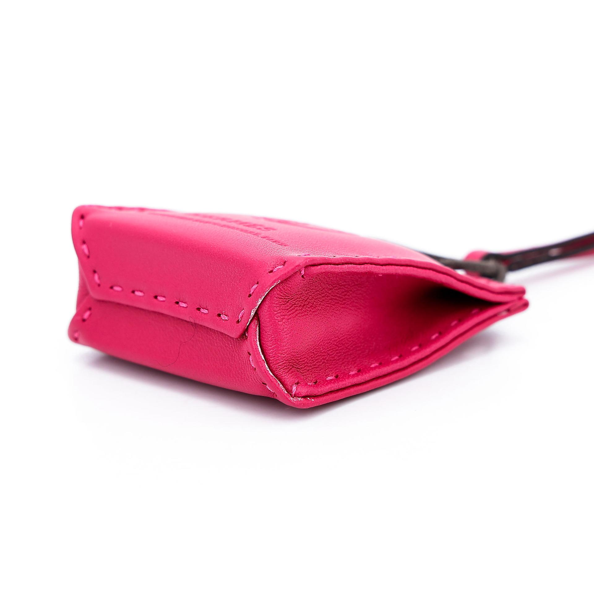 Excellent ( Rank SA ) HERMÈS Sac Orange Bag charm Rose Extreme (I6) Agneau Y (2020) - 6