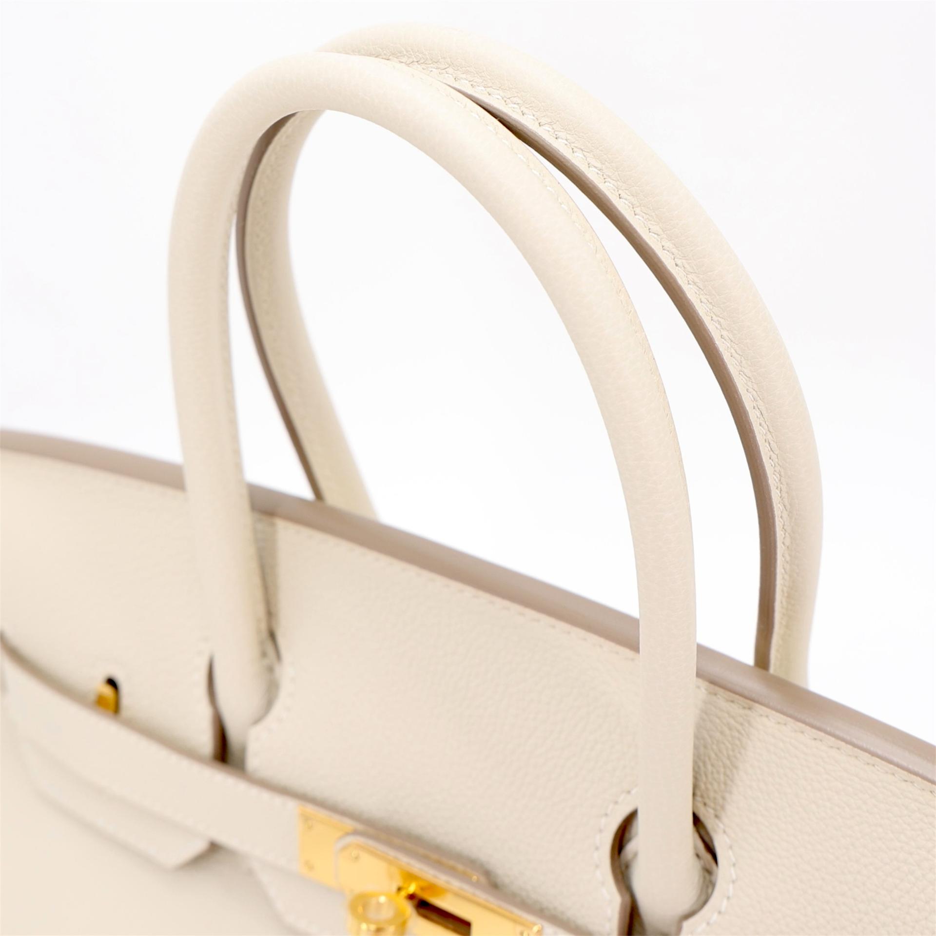 Unused ( Rank NS ) HERMÈS Birkin 30 Craie (10) Togo Gold hardware T (2015) - 4
