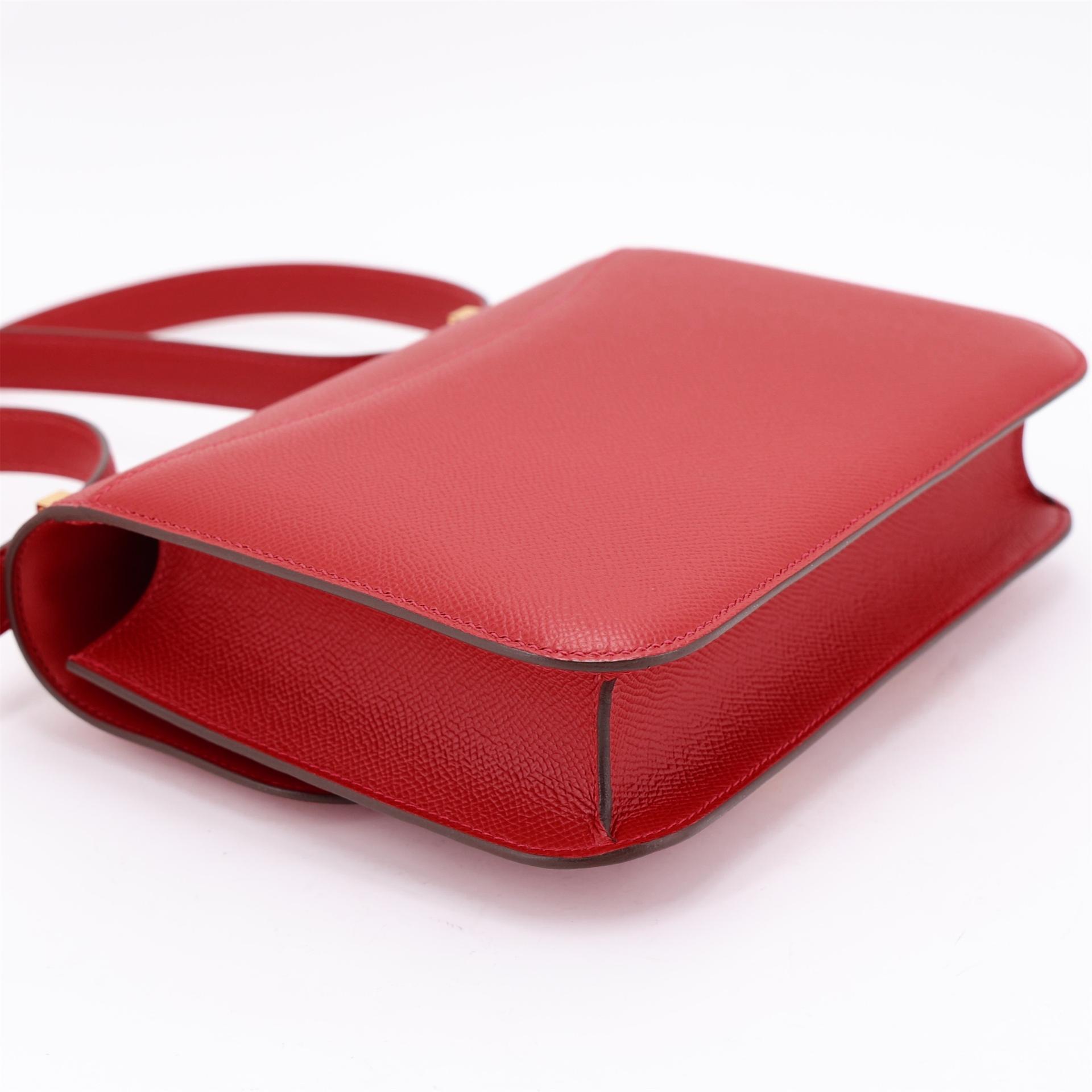 未使用保存品 HERMÈS 愛馬仕 Constance 康康 24 Q5 國旗紅 Rouge Casaque Epsom牛皮 金扣 U刻 2022年 - 8