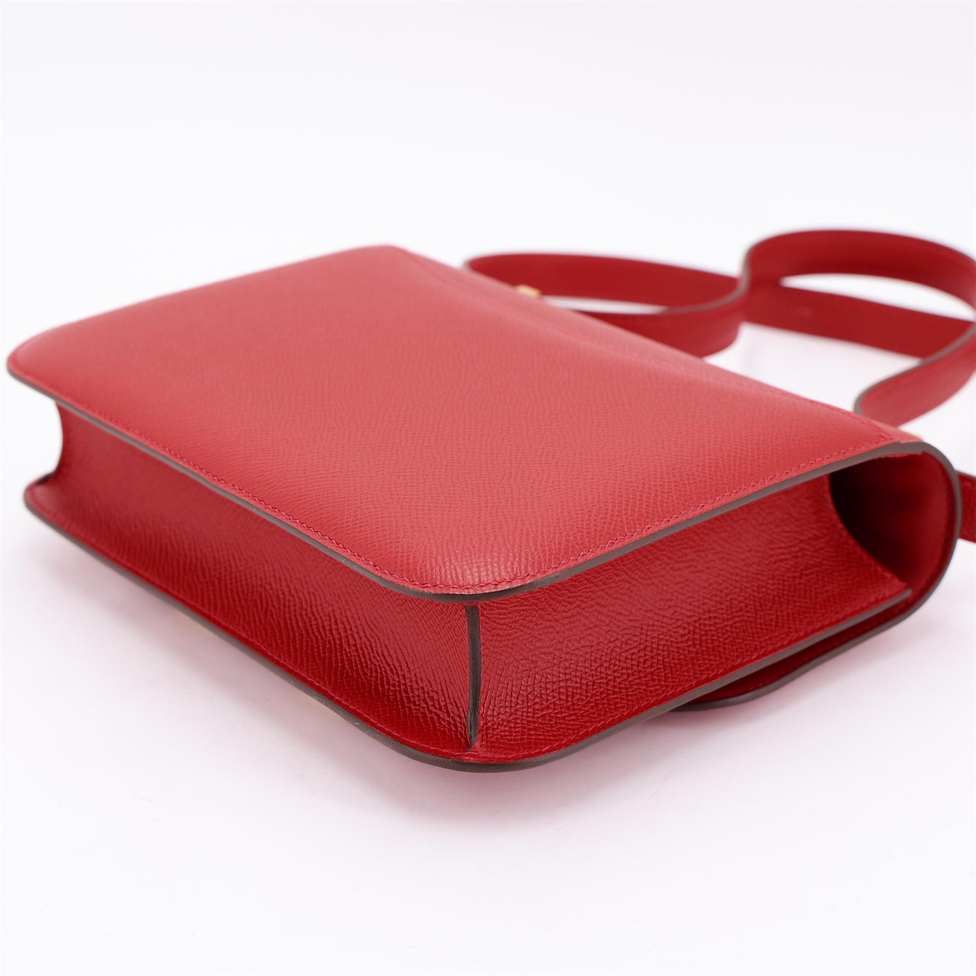 未使用保存品 HERMÈS 愛馬仕 Constance 康康 24 Q5 國旗紅 Rouge Casaque Epsom牛皮 金扣 U刻 2022年 - 9