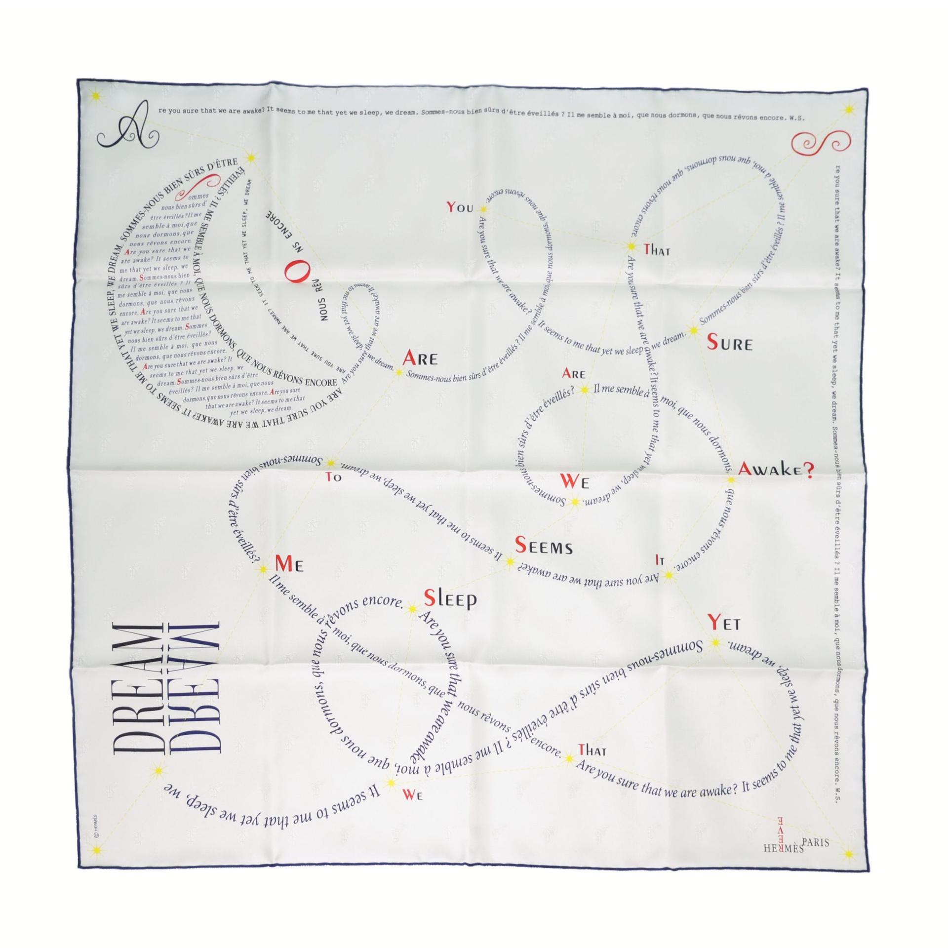Brand New ( Rank N ) HERMÈS Carre 70 scarf In Pursuit of Dreams White Silk - 1