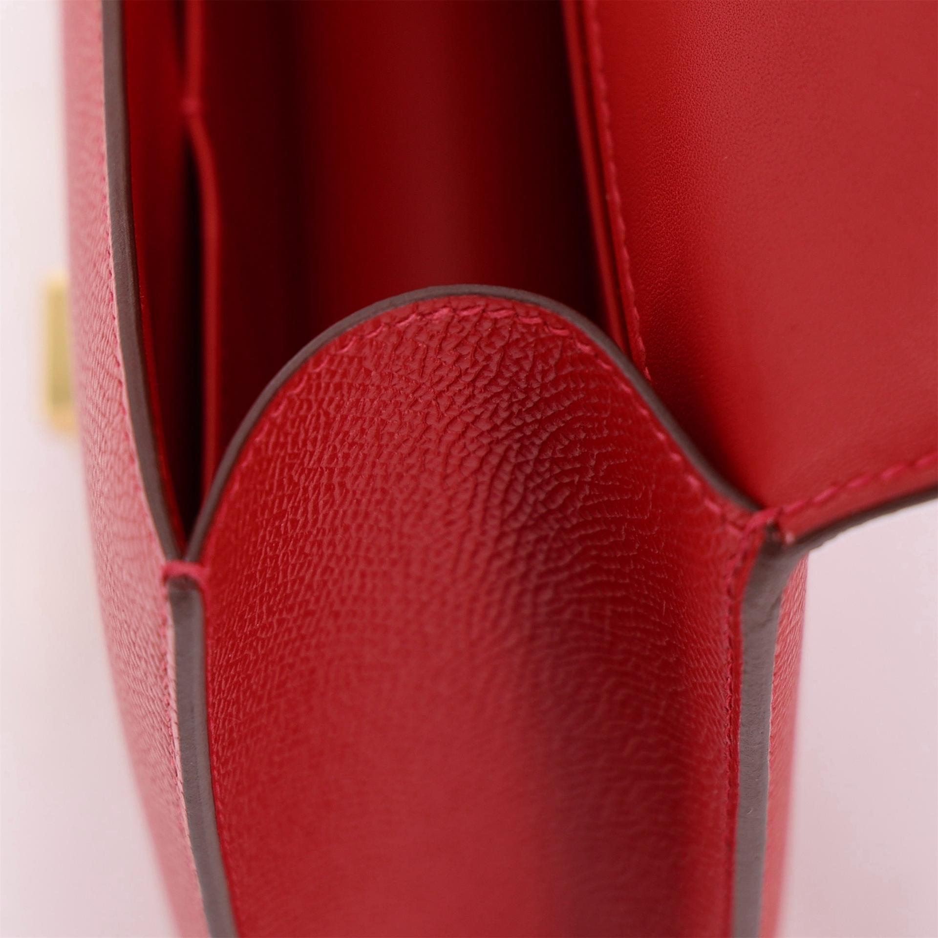 未使用保存品 HERMÈS 愛馬仕 Constance 康康 24 Q5 國旗紅 Rouge Casaque Epsom牛皮 金扣 U刻 2022年 - 17