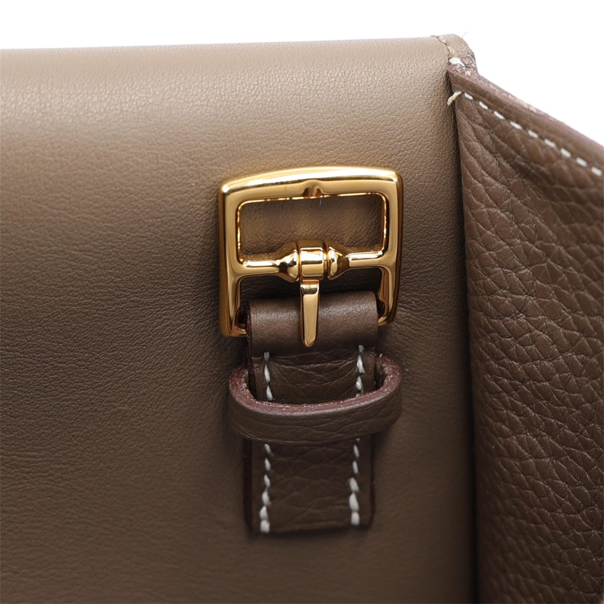 Very Good ( Rank A) HERMÈS Halzan 31 Etoupe (18) Clemence Gold hardware Z (2021) - 14