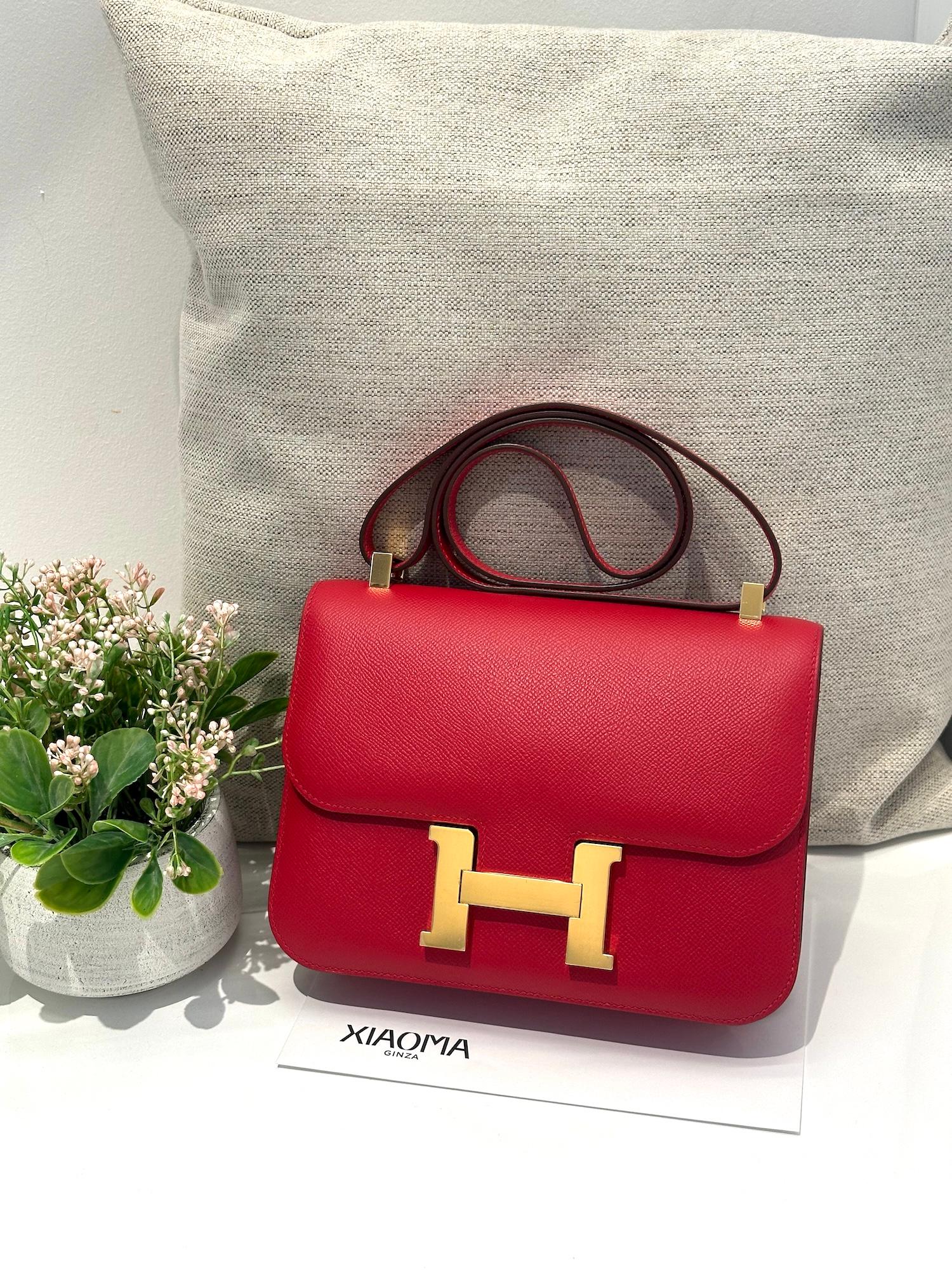 未使用保存品 HERMÈS 愛馬仕 Constance 康康 24 Q5 國旗紅 Rouge Casaque Epsom牛皮 金扣 U刻 2022年 - 3