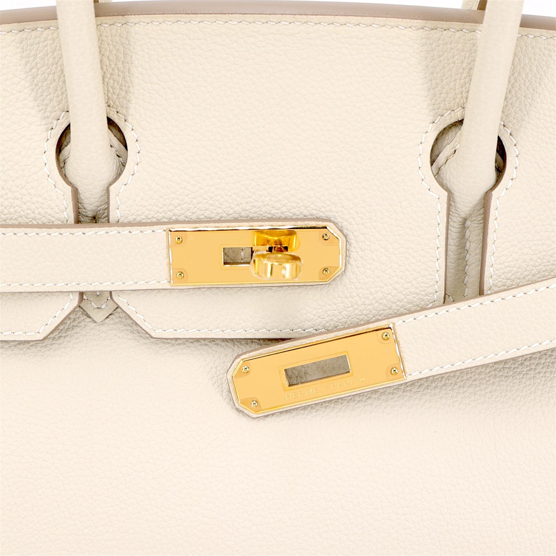 Unused ( Rank NS ) HERMÈS Birkin 30 Craie (10) Togo Gold hardware T (2015) - 9