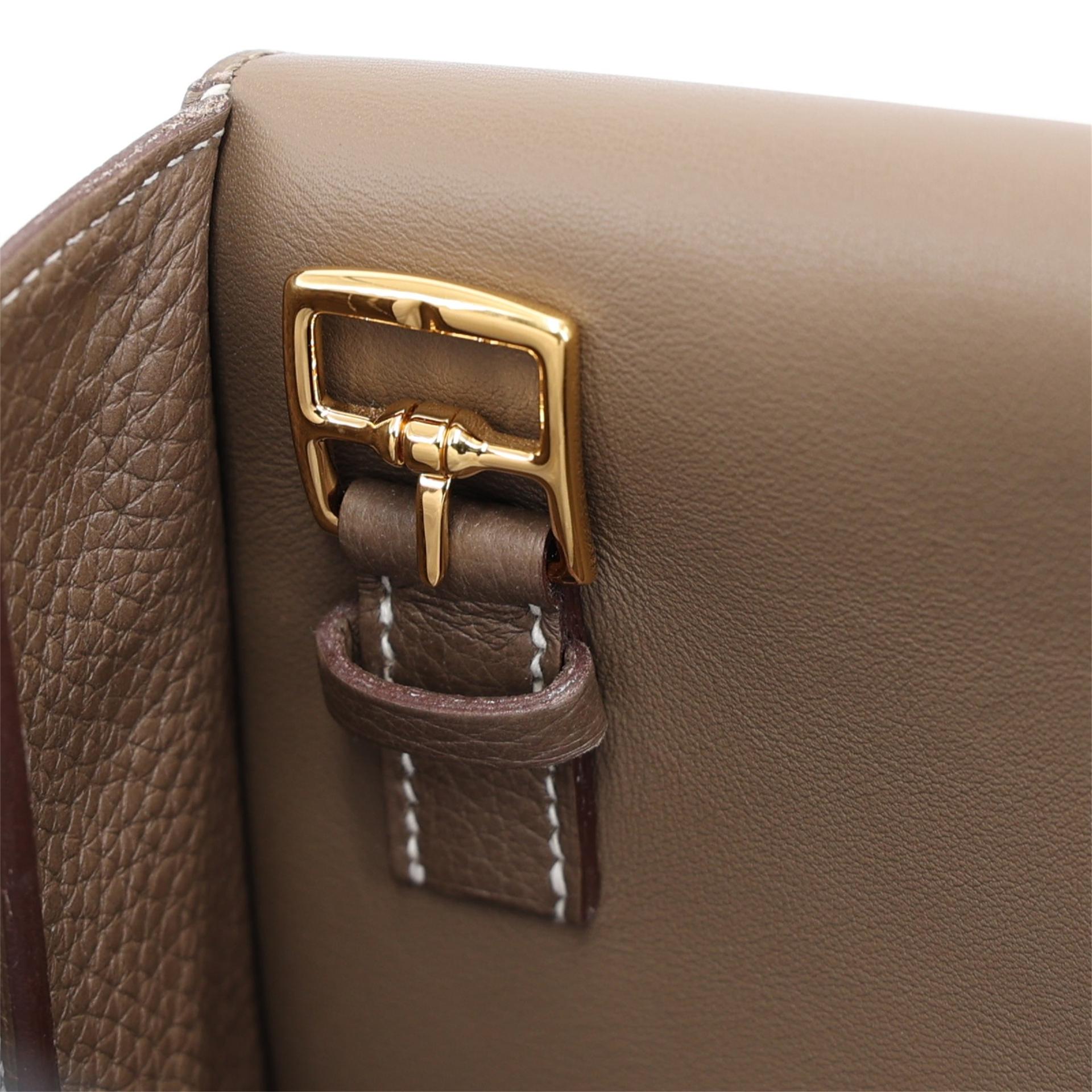 Very Good ( Rank A) HERMÈS Halzan 31 Etoupe (18) Clemence Gold hardware Z (2021) - 13