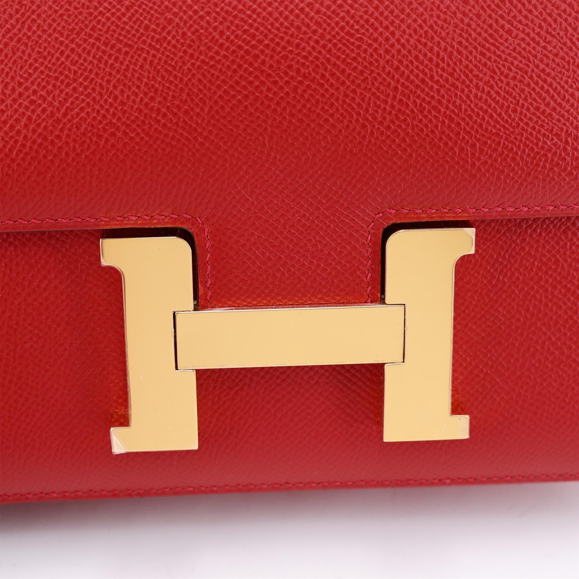 未使用保存品 HERMÈS 愛馬仕 Constance 康康 24 Q5 國旗紅 Rouge Casaque Epsom牛皮 金扣 U刻 2022年 - 10