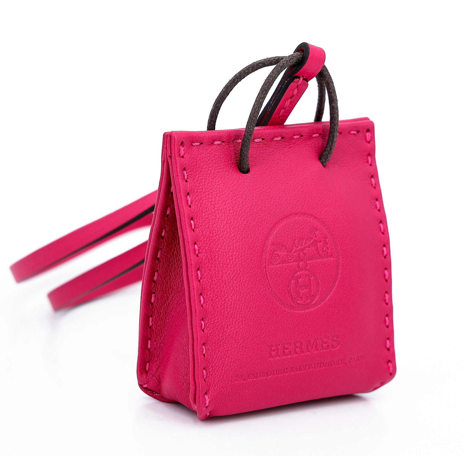Excellent ( Rank SA ) HERMÈS Sac Orange Bag charm Rose Extreme (I6) Agneau Y (2020) - 11