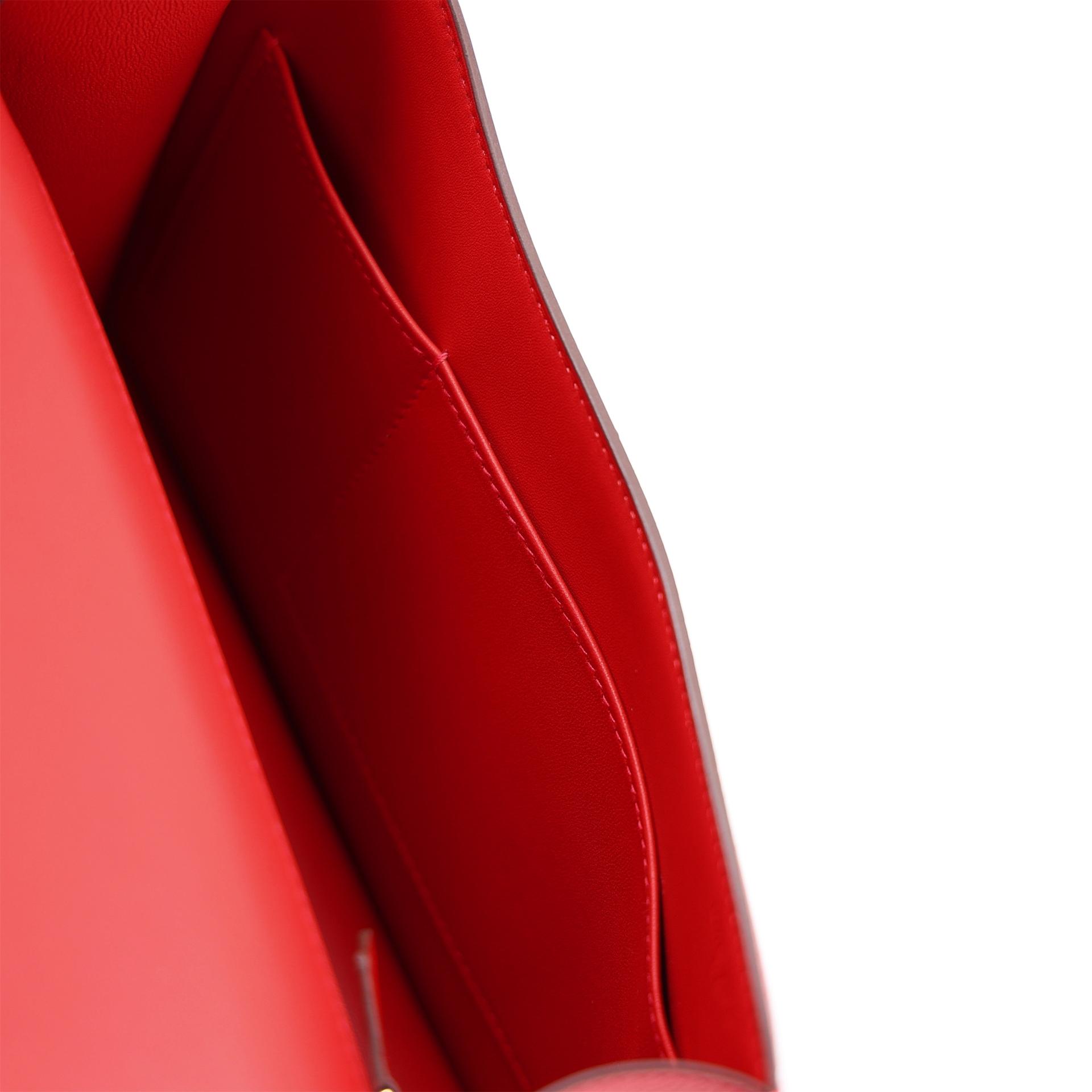 未使用保存品 HERMÈS 愛馬仕 Constance 康康 24 Q5 國旗紅 Rouge Casaque Epsom牛皮 金扣 U刻 2022年 - 15