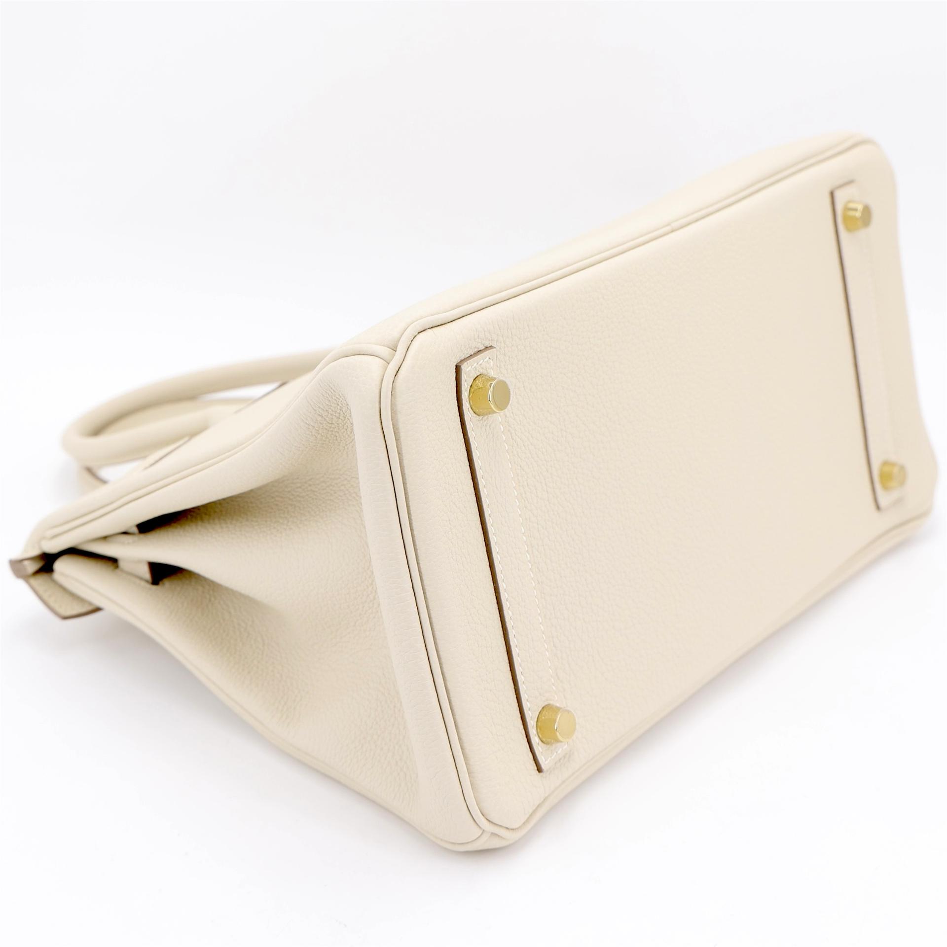 Unused ( Rank NS ) HERMÈS Birkin 30 Craie (10) Togo Gold hardware T (2015) - 7