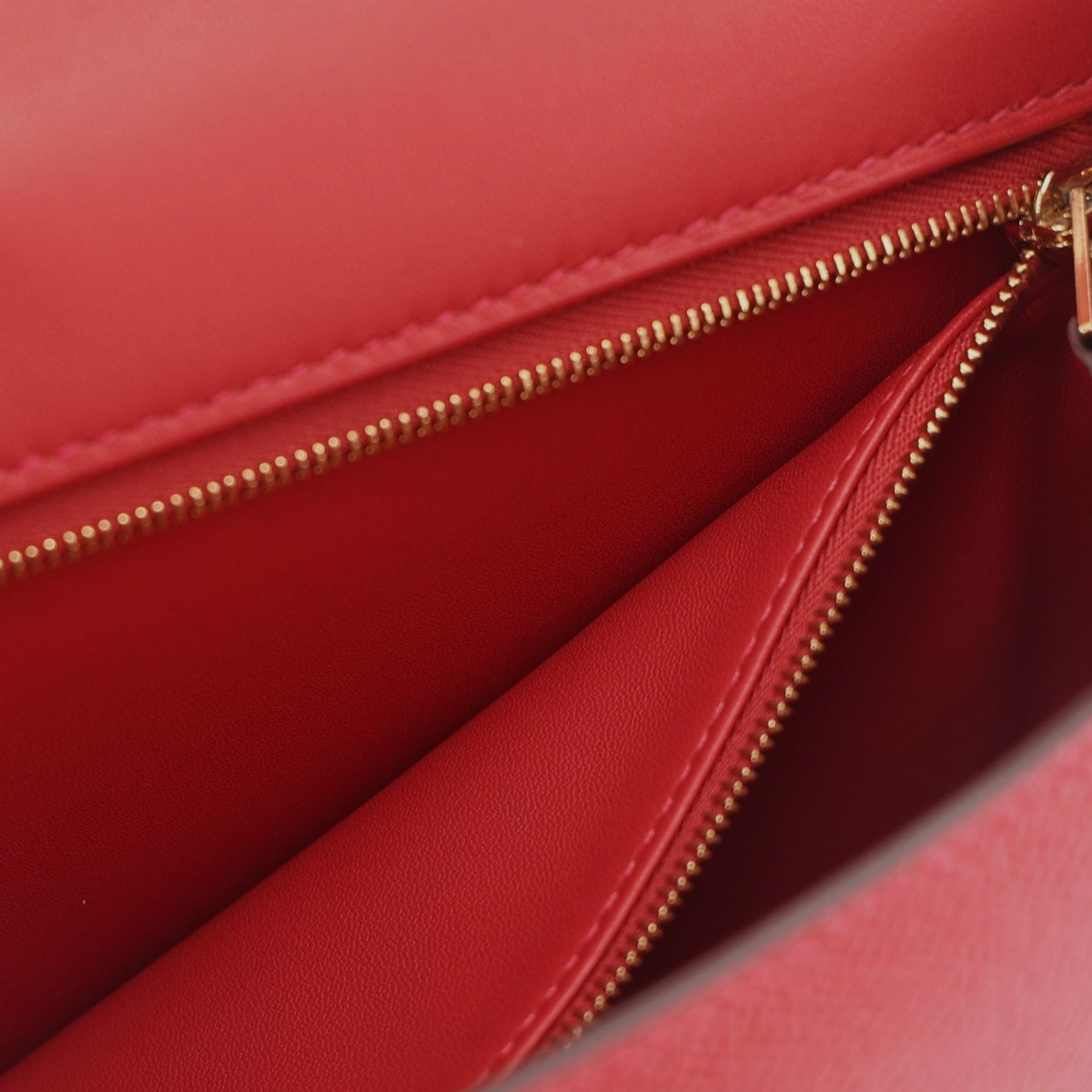 未使用保存品 HERMÈS 愛馬仕 Constance 康康 24 Q5 國旗紅 Rouge Casaque Epsom牛皮 金扣 U刻 2022年 - 19