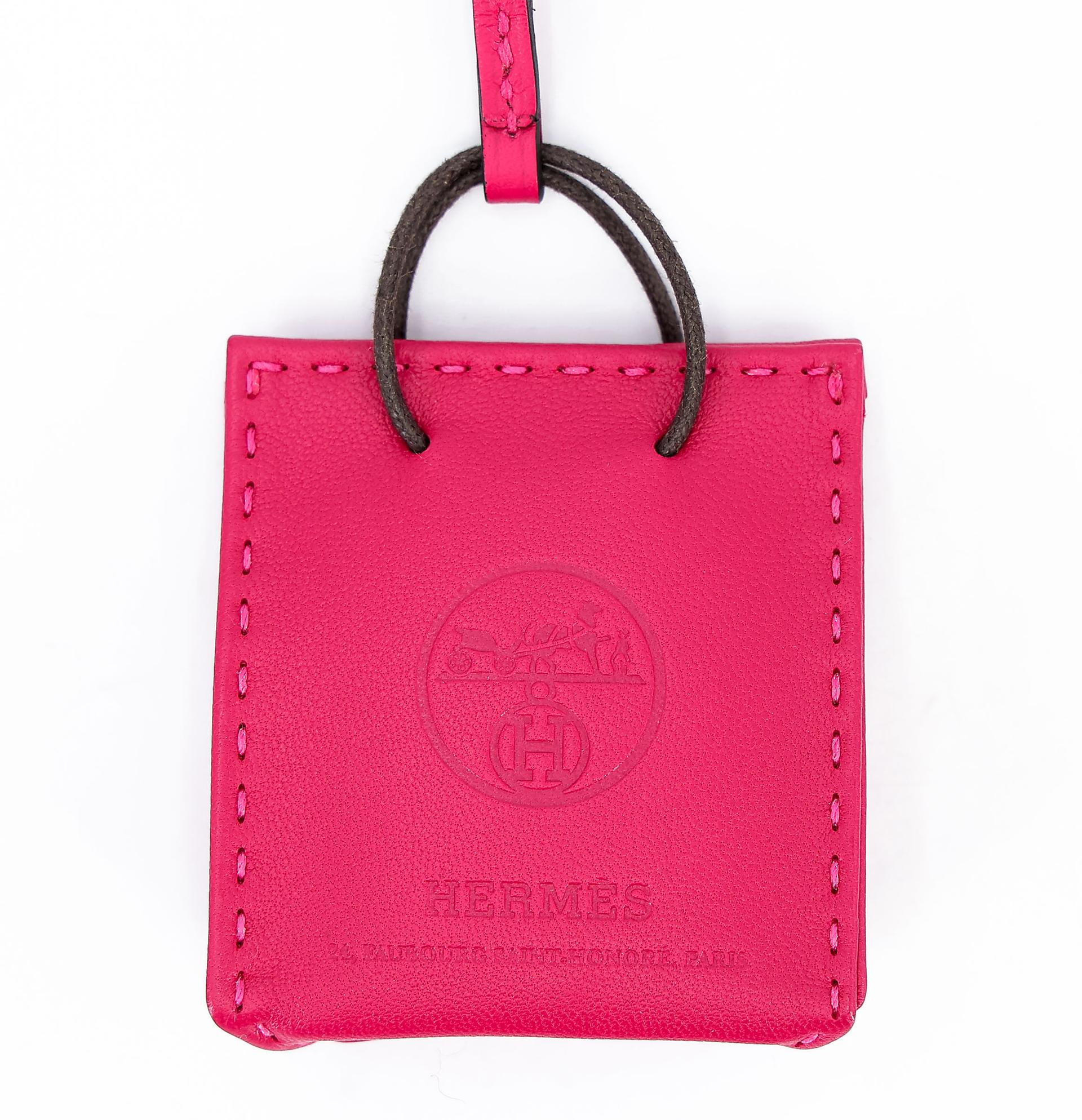 Excellent ( Rank SA ) HERMÈS Sac Orange Bag charm Rose Extreme (I6) Agneau Y (2020) - 2