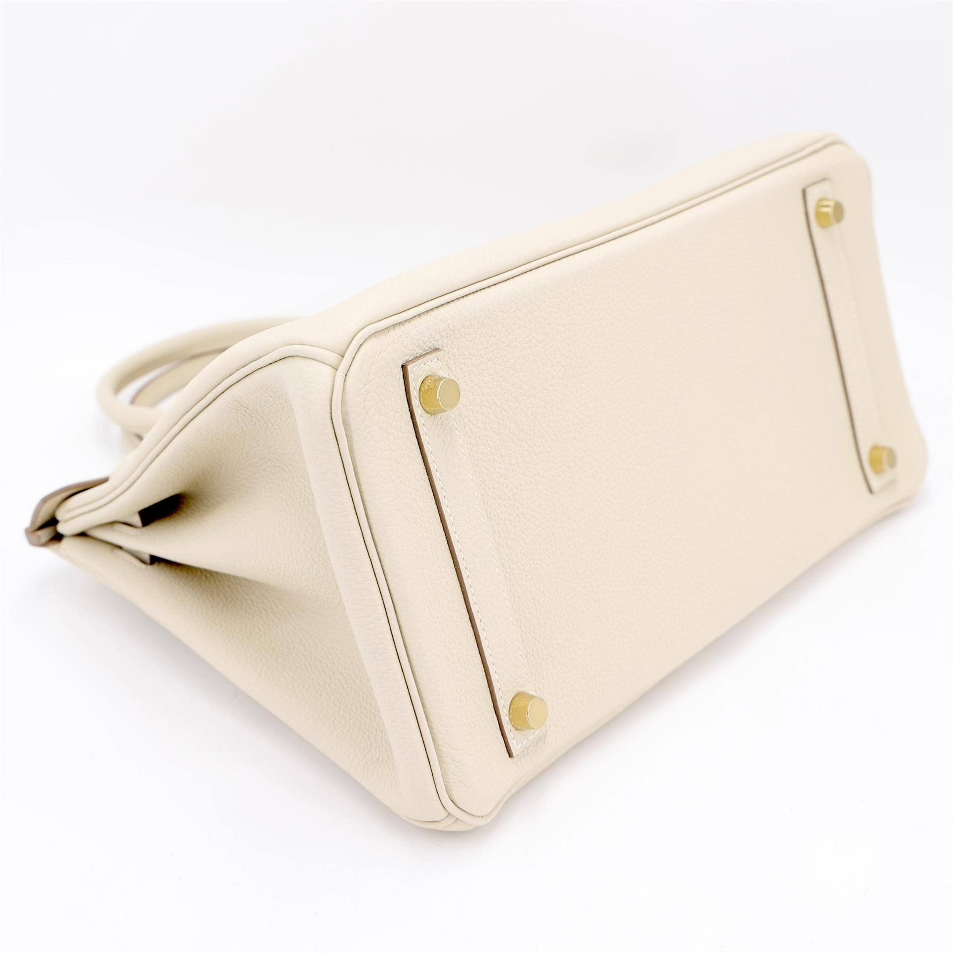 Unused ( Rank NS ) HERMÈS Birkin 30 Craie (10) Togo Gold hardware T (2015) - 5
