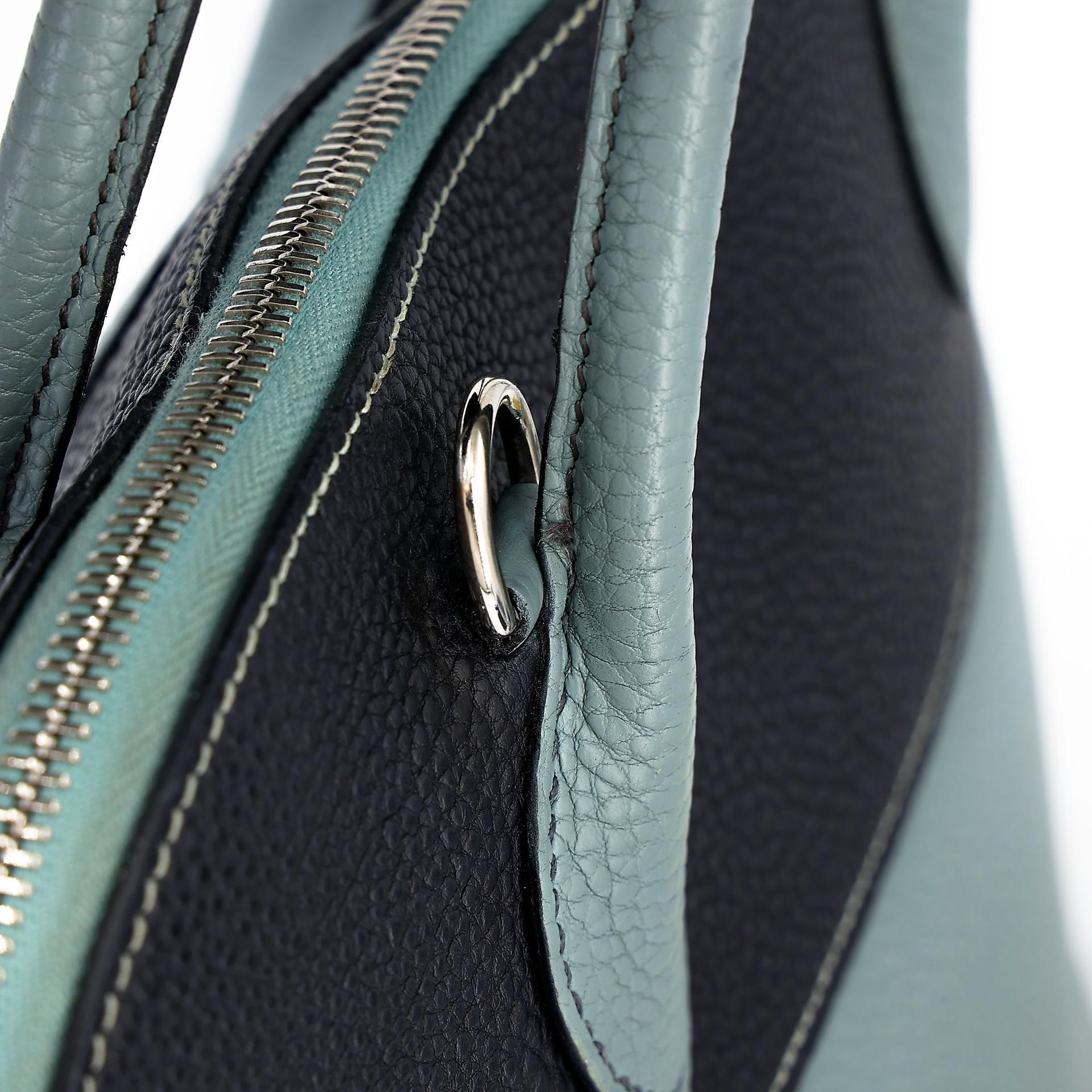 Very Good ( Rank A) HERMÈS Special Order Bolide 35 HSS Ciel (7G) Bleu Indigo (76) Clemence Palladium hardware Square N (2010) - 11
