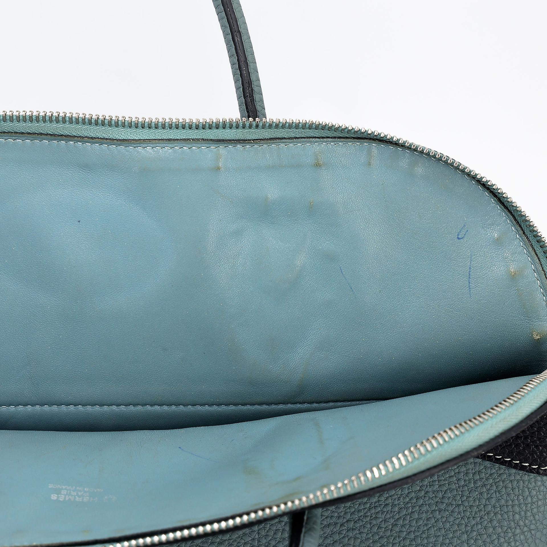 Very Good ( Rank A) HERMÈS Special Order Bolide 35 HSS Ciel (7G) Bleu Indigo (76) Clemence Palladium hardware Square N (2010) - 20