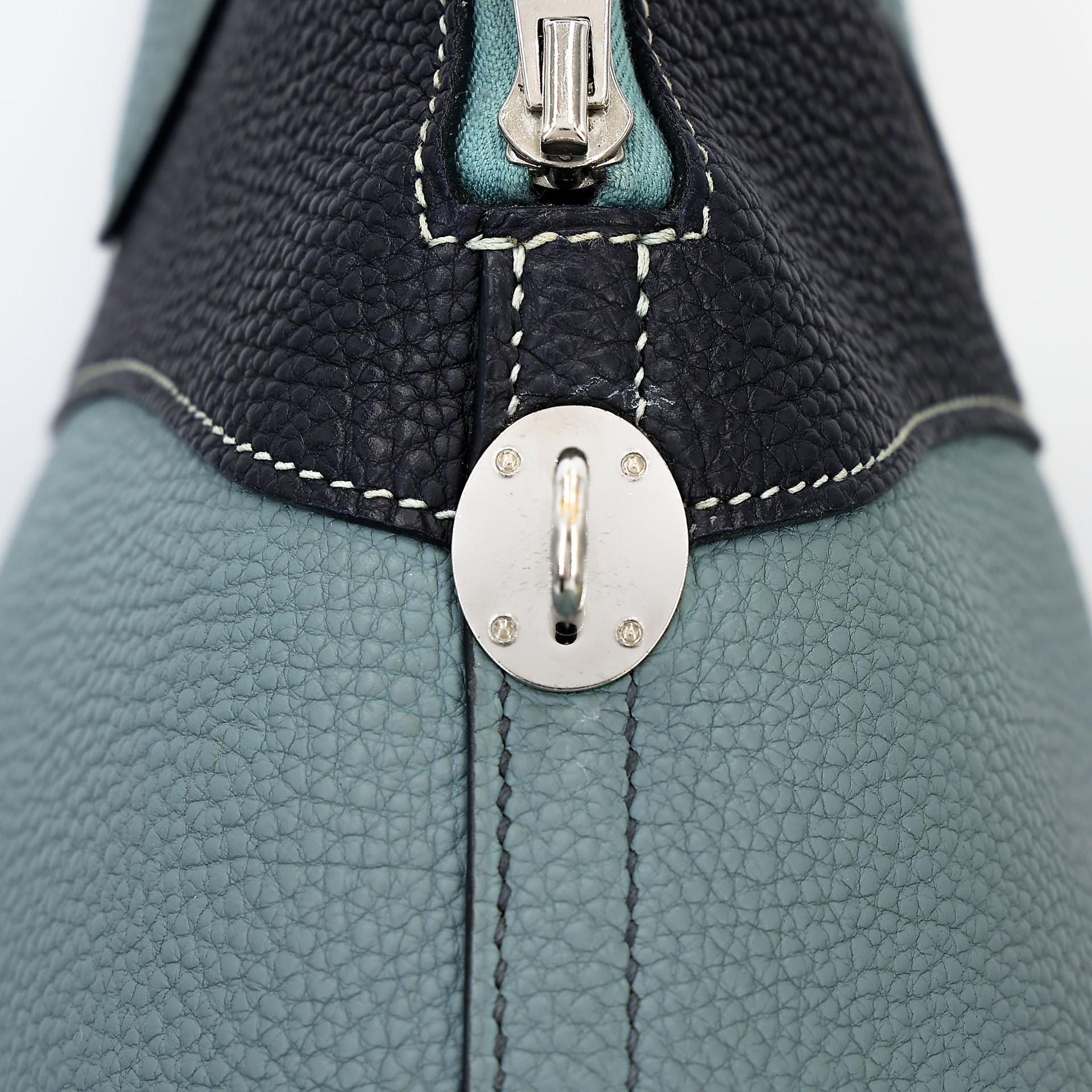 Very Good ( Rank A) HERMÈS Special Order Bolide 35 HSS Ciel (7G) Bleu Indigo (76) Clemence Palladium hardware Square N (2010) - 16