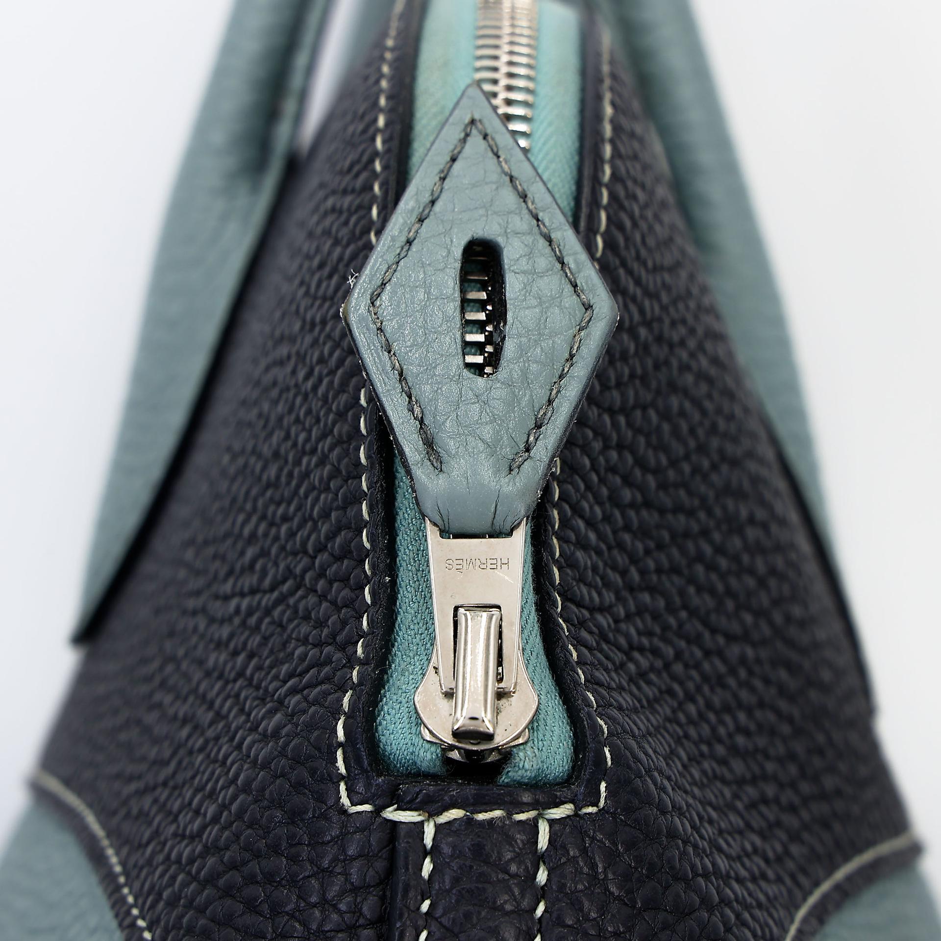 Very Good ( Rank A) HERMÈS Special Order Bolide 35 HSS Ciel (7G) Bleu Indigo (76) Clemence Palladium hardware Square N (2010) - 15