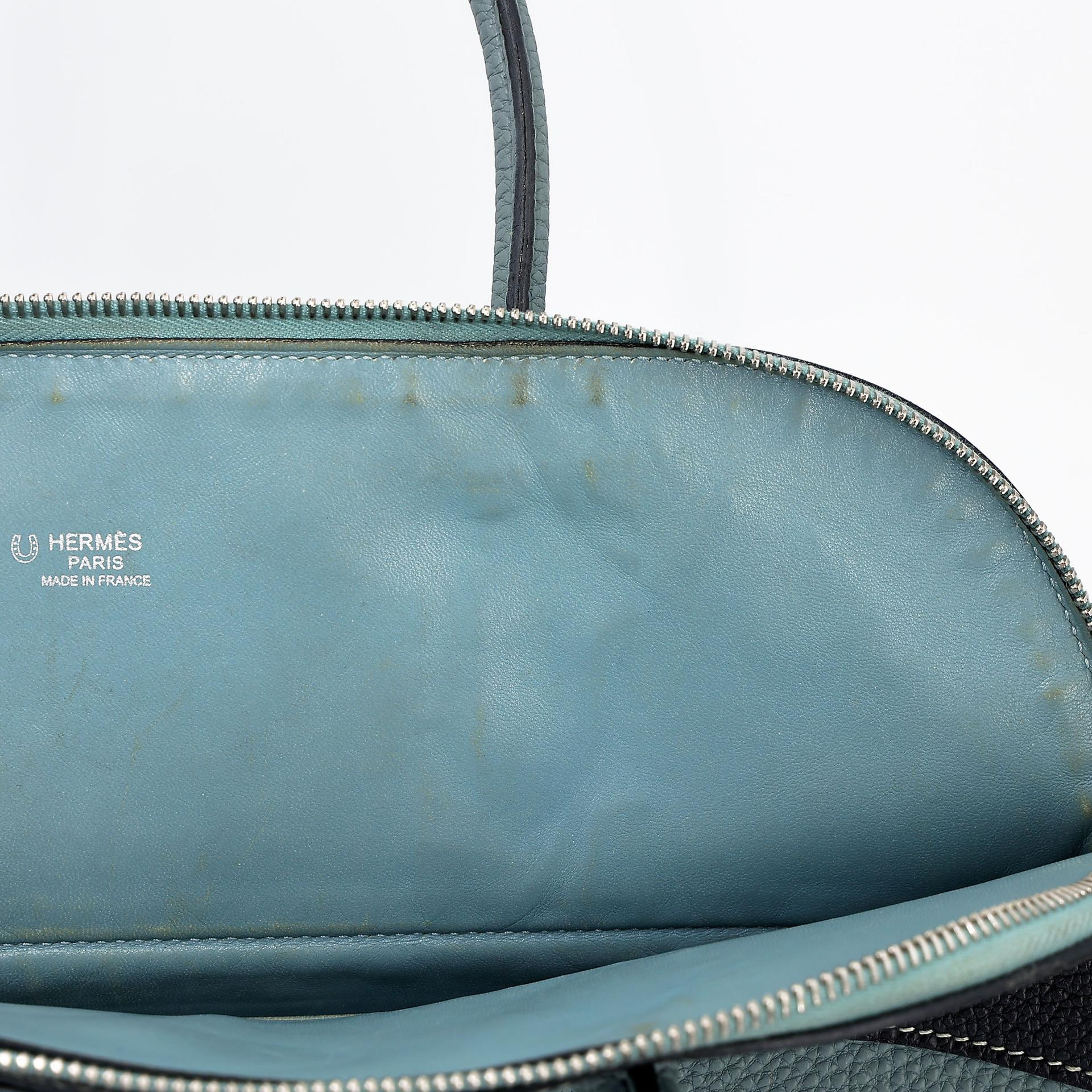 Very Good ( Rank A) HERMÈS Special Order Bolide 35 HSS Ciel (7G) Bleu Indigo (76) Clemence Palladium hardware Square N (2010) - 19