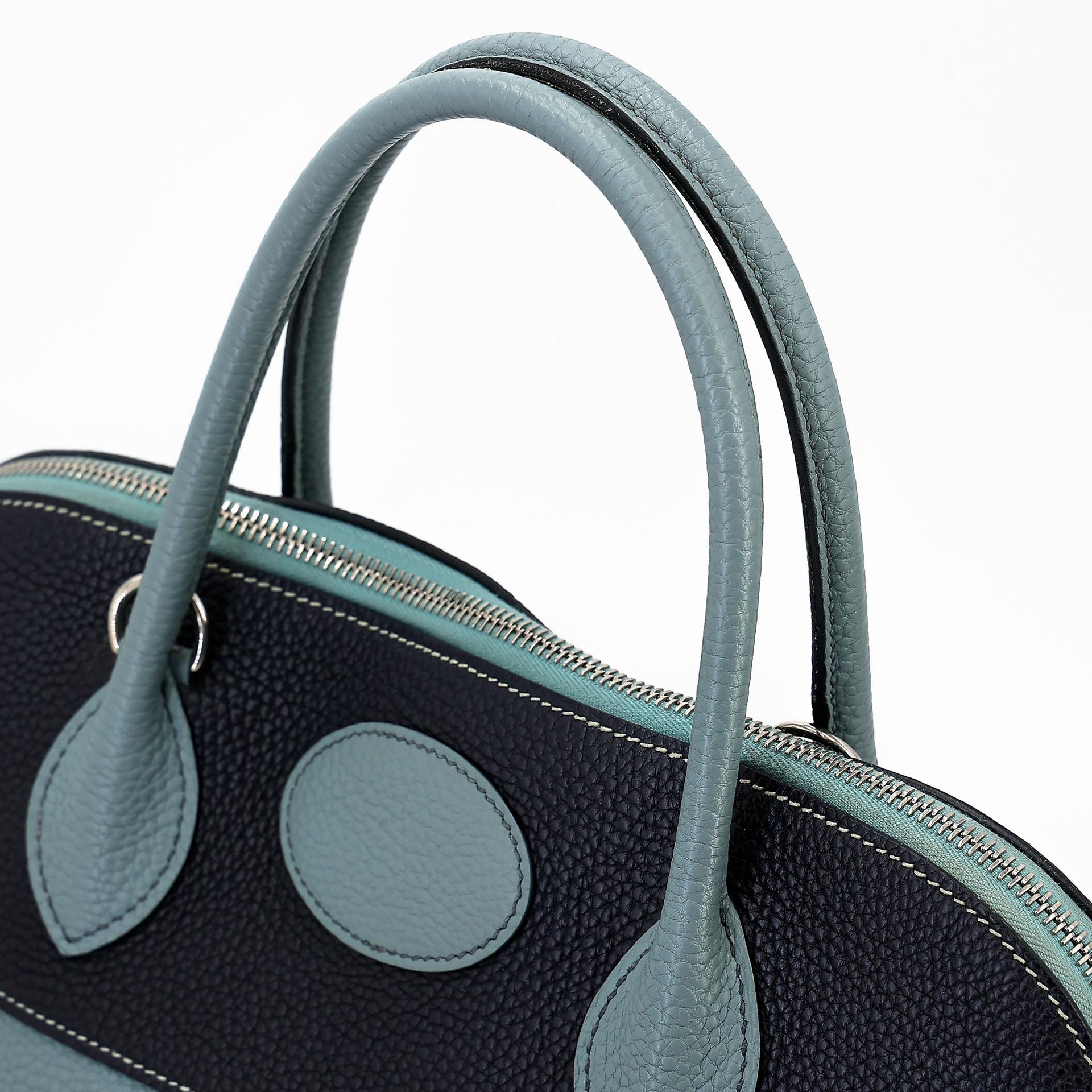Very Good ( Rank A) HERMÈS Special Order Bolide 35 HSS Ciel (7G) Bleu Indigo (76) Clemence Palladium hardware Square N (2010) - 5