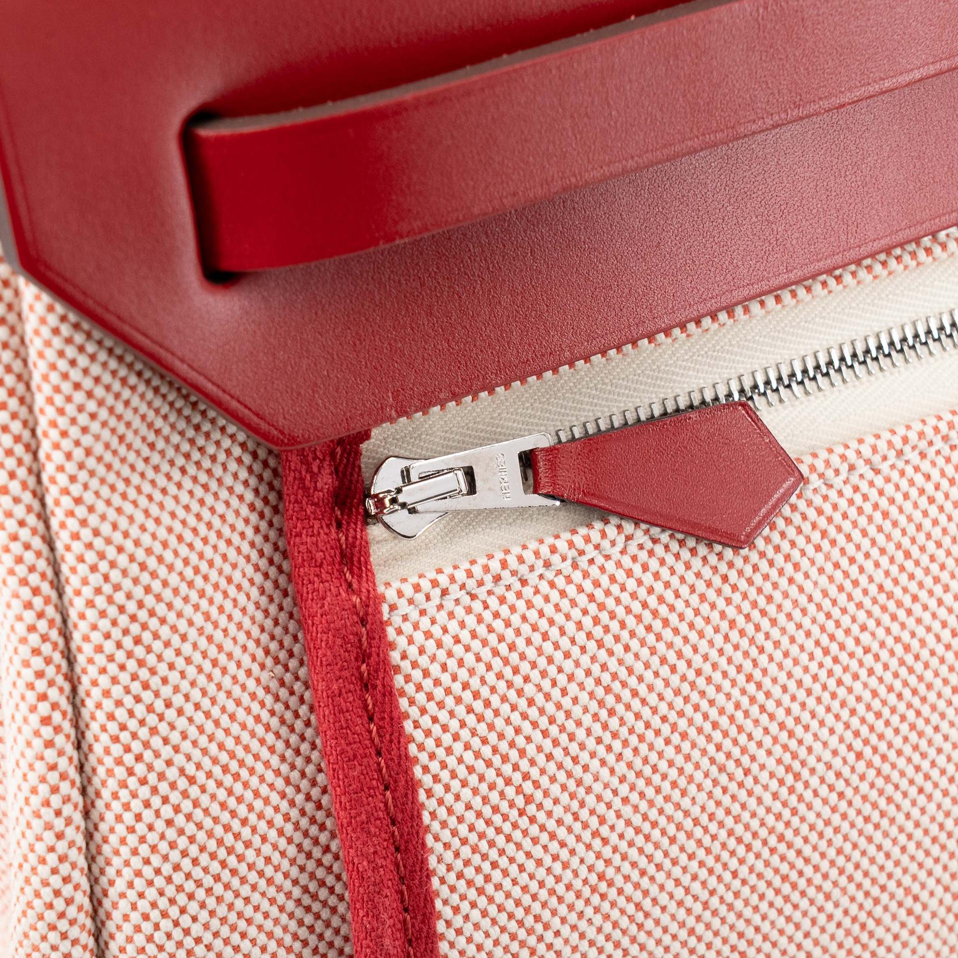 Excellent ( Rank SA ) HERMÈS Limited Edition Herbag Zip 31 PM Pegase Pop Rouge Piment (5X) Vache Hunter Canvas Palladium hardware Z (2021) - 15