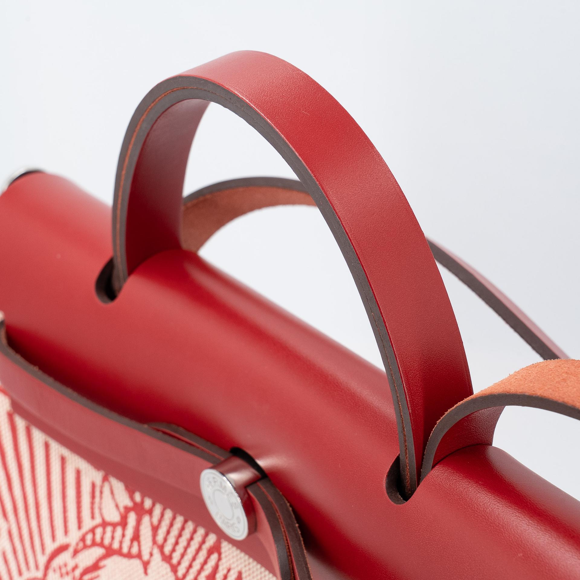 Excellent ( Rank SA ) HERMÈS Limited Edition Herbag Zip 31 PM Pegase Pop Rouge Piment (5X) Vache Hunter Canvas Palladium hardware Z (2021) - 6
