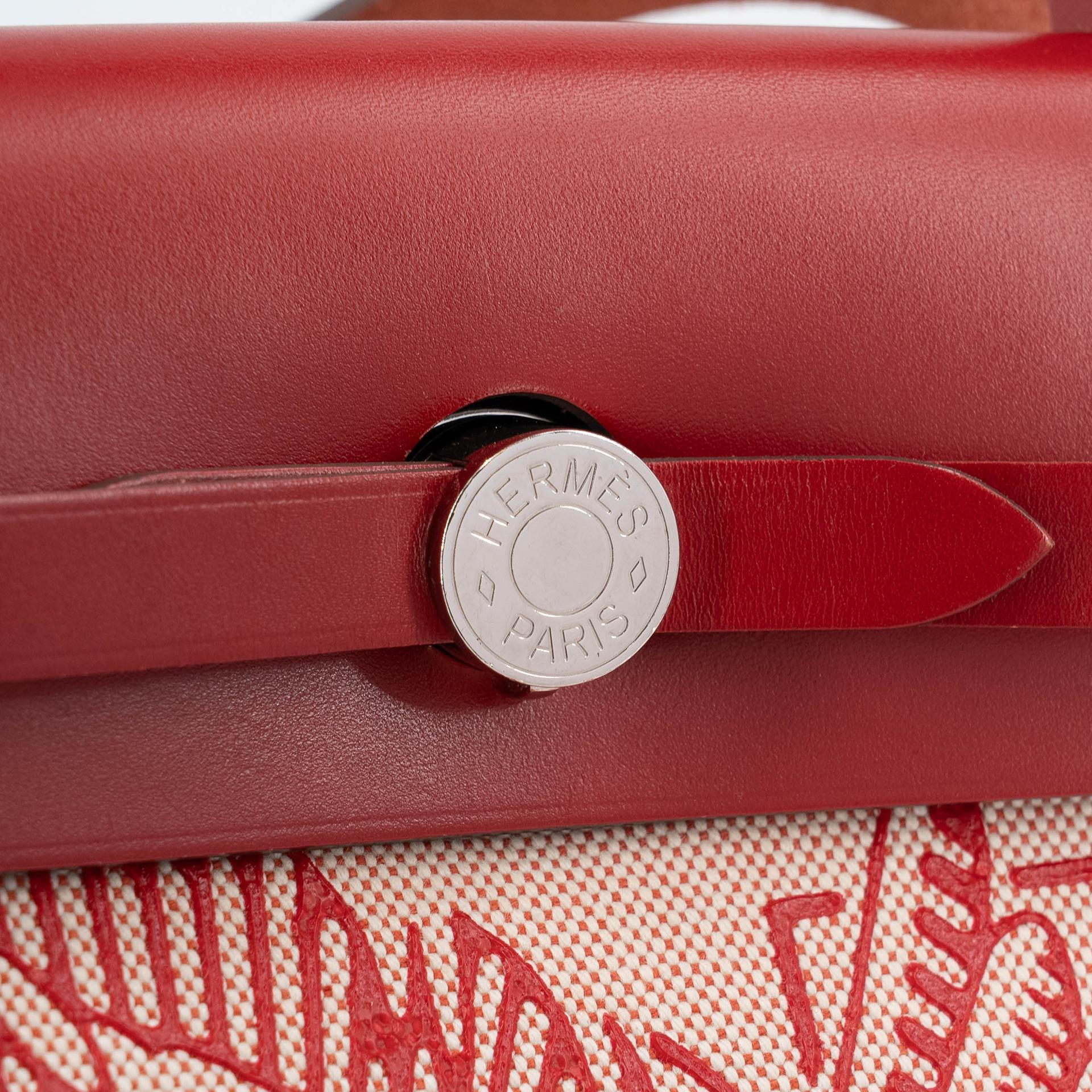 Excellent ( Rank SA ) HERMÈS Limited Edition Herbag Zip 31 PM Pegase Pop Rouge Piment (5X) Vache Hunter Canvas Palladium hardware Z (2021) - 11