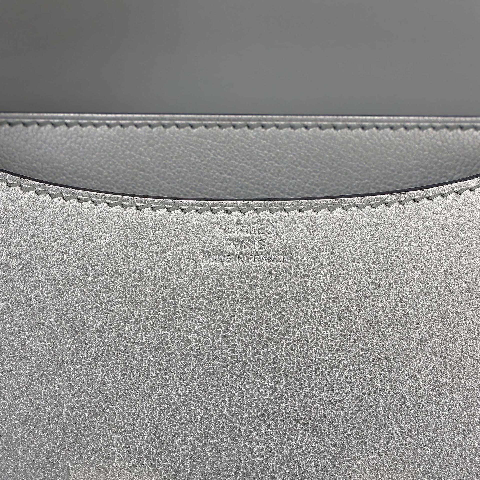全新 HERMÈS 愛馬仕 Constance 康康 Mini 19 05 銀色 Argent Chevre山羊皮 銀扣 K刻 2025年 - 13